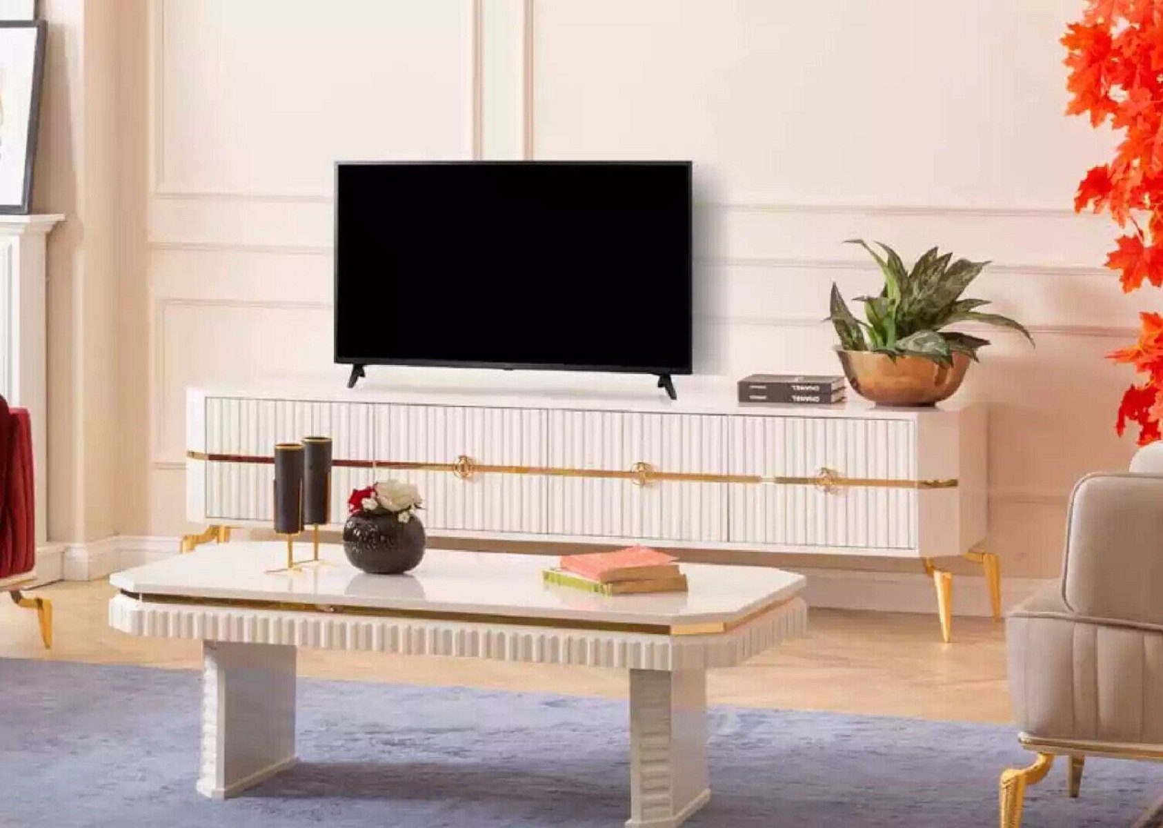 JVmoebel Anrichte Couchtisch Sideboard 2tlg Wohnzimmer Möbel Tisch Lowboard neu (2 St., TV Staender + Couchtisch), Made in Europa