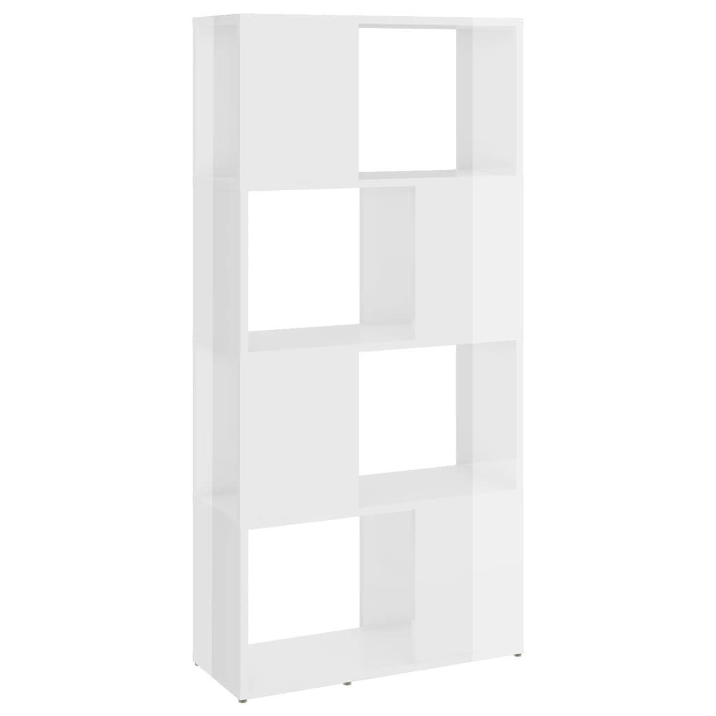 60x24x124,5 Raumteiler furnicato Bücherregal Hochglanz-Weiß cm