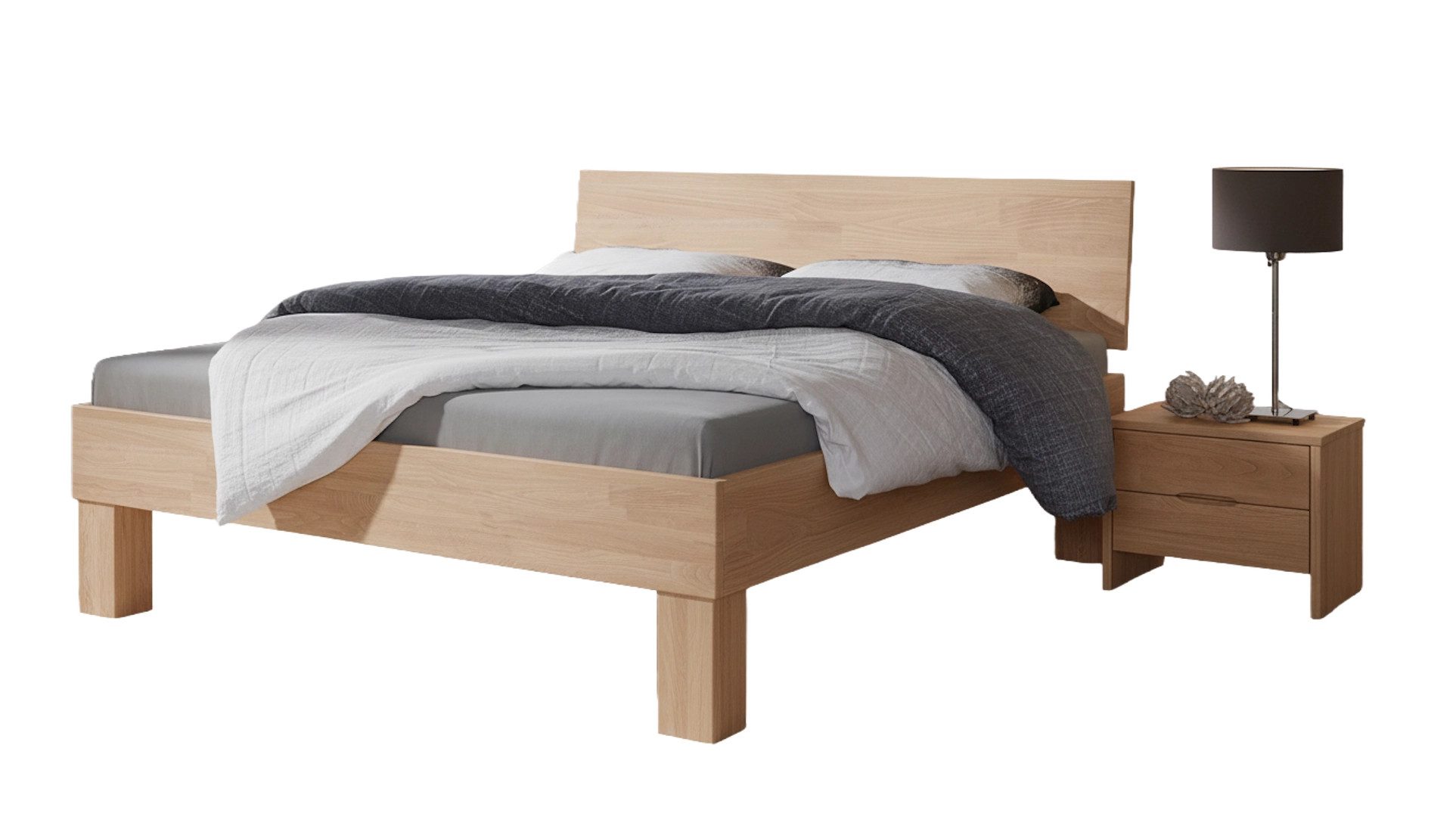 BedBox Massivholzbett Basic 501, Seniorengerechtes Massivholzbett aus Buche mit 48 cm Komforthöhe