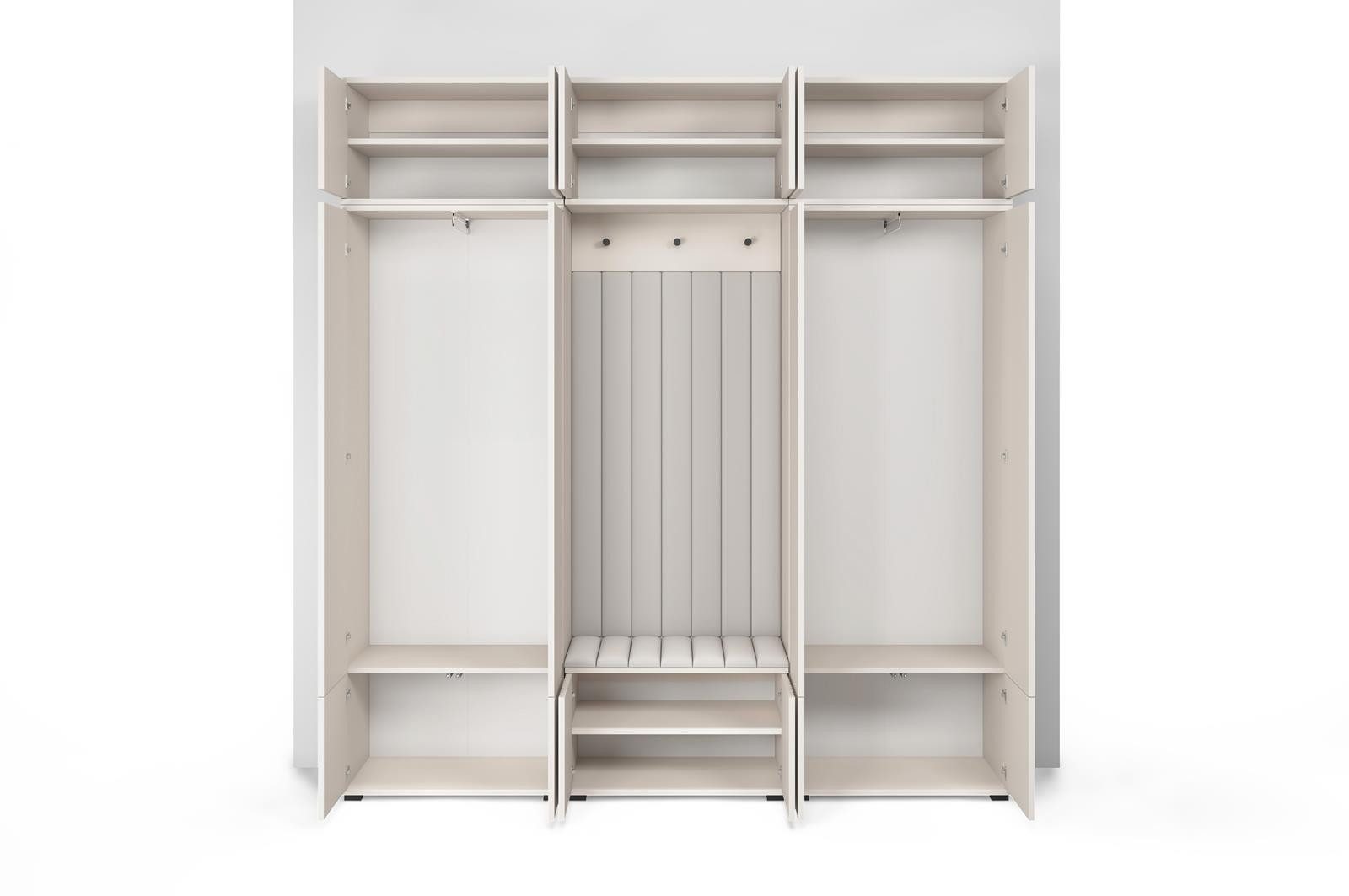 Compleo Garderoben-Set mit Sitzbank Kaschmir, Garderobenschrank mit Lamellen, Spiegel als option