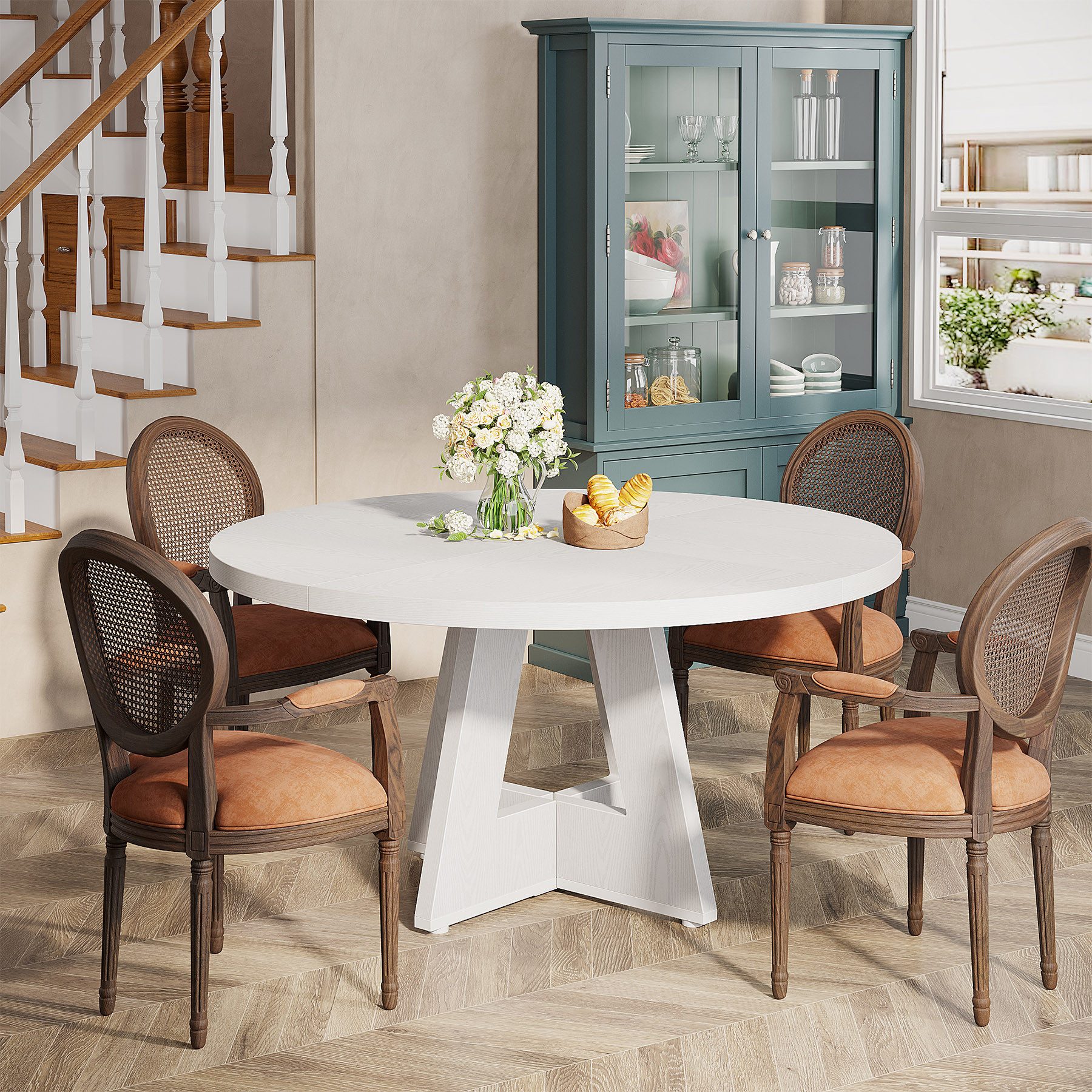 Tribesigns Esstisch Runder Esstisch, Küchentisch für Esszimmer Wohnzimmer, 120 cm