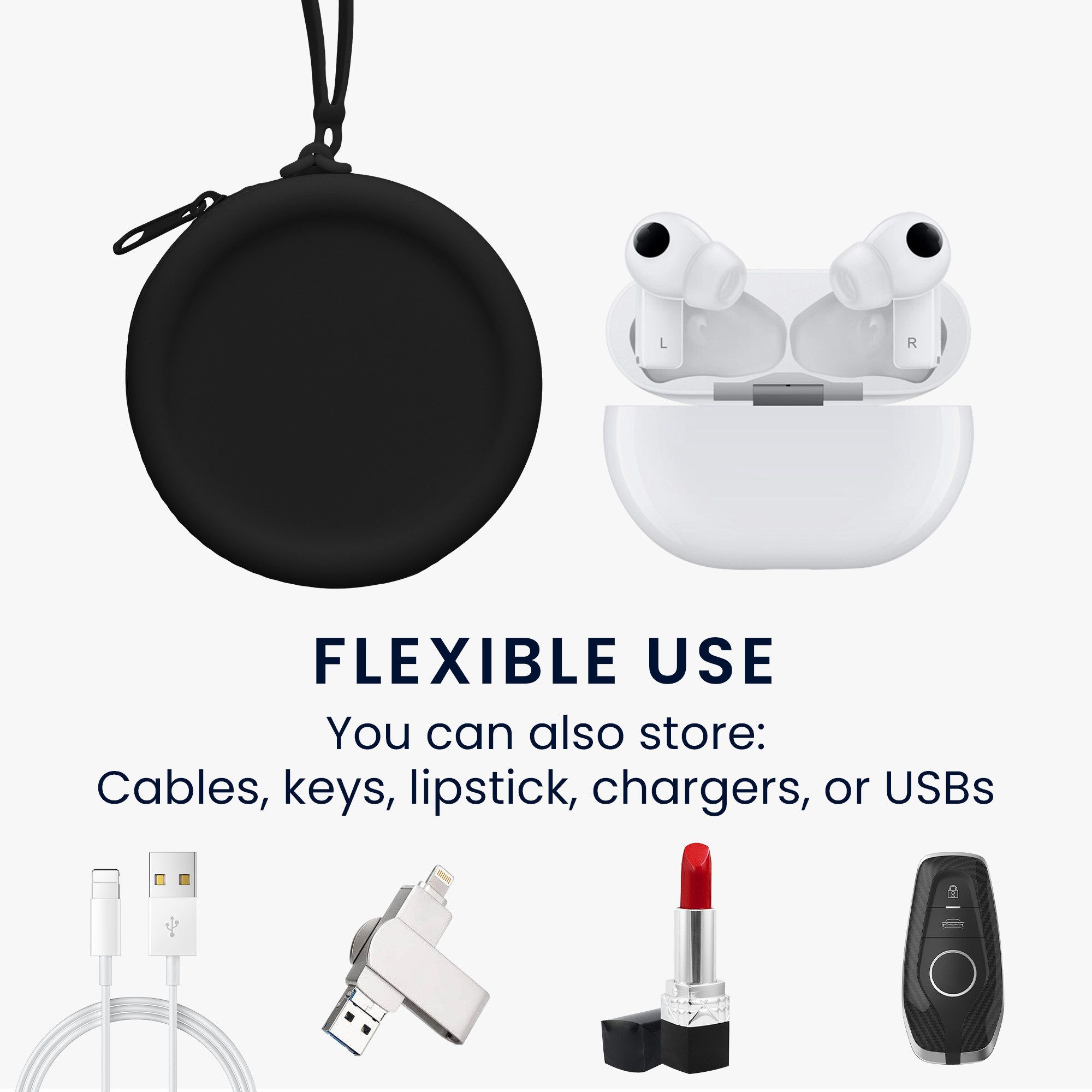kwmobile Kopfhörer-Schutzhülle In-Ear Kopfhörer Case für in-ear Headphones Hülle, Headphones Schutzhülle aus Silikon - 7 x 7 cm Innenmaße