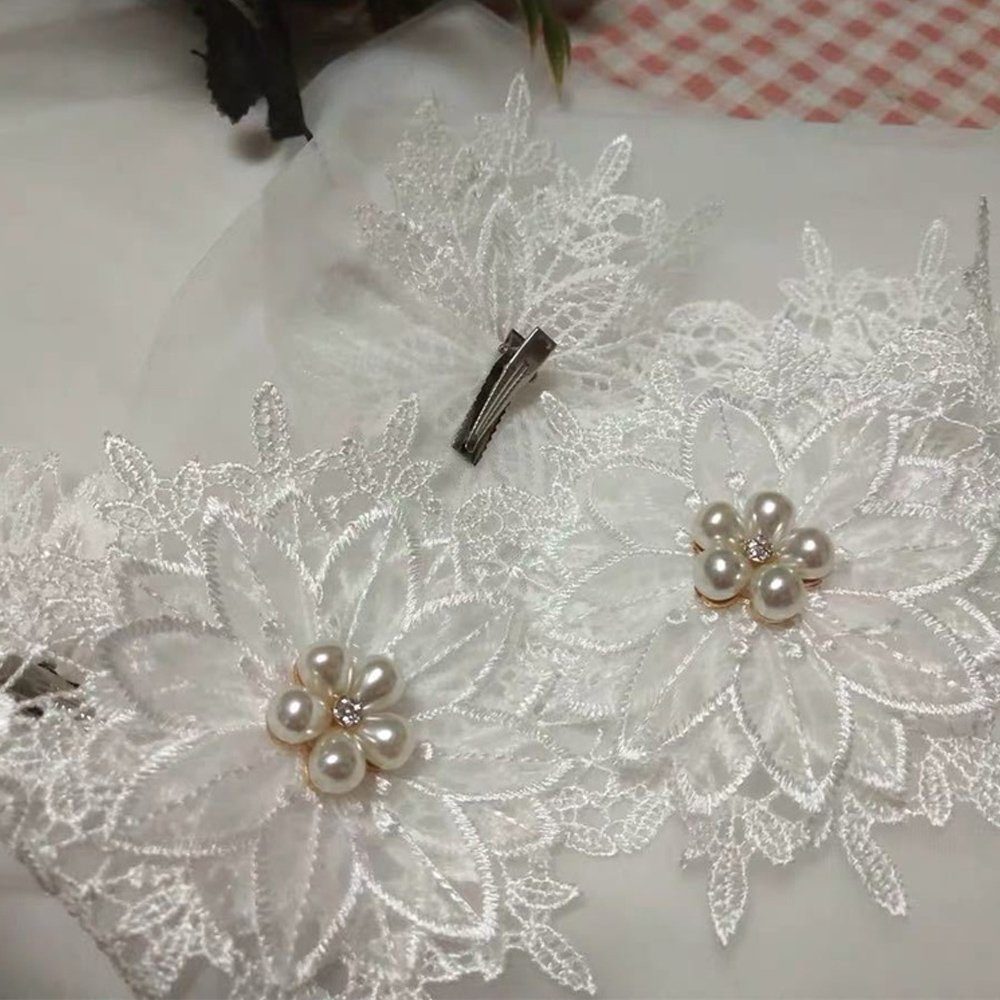 Schleier Perlen-Accessoires Braut-Brautschleier, Mit weißer Braut-Tüll,Mit Haarklammern ManKle