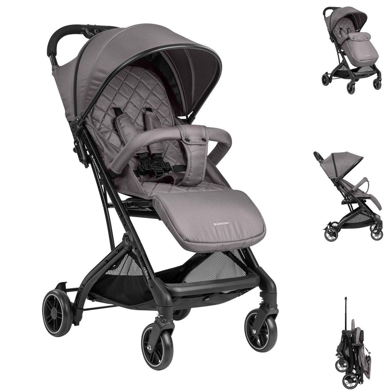 Kikkaboo Kinder-Buggy Kinderwagen Miley mit Fußsack, Fußstütze verstellbar, klappbar, Korb