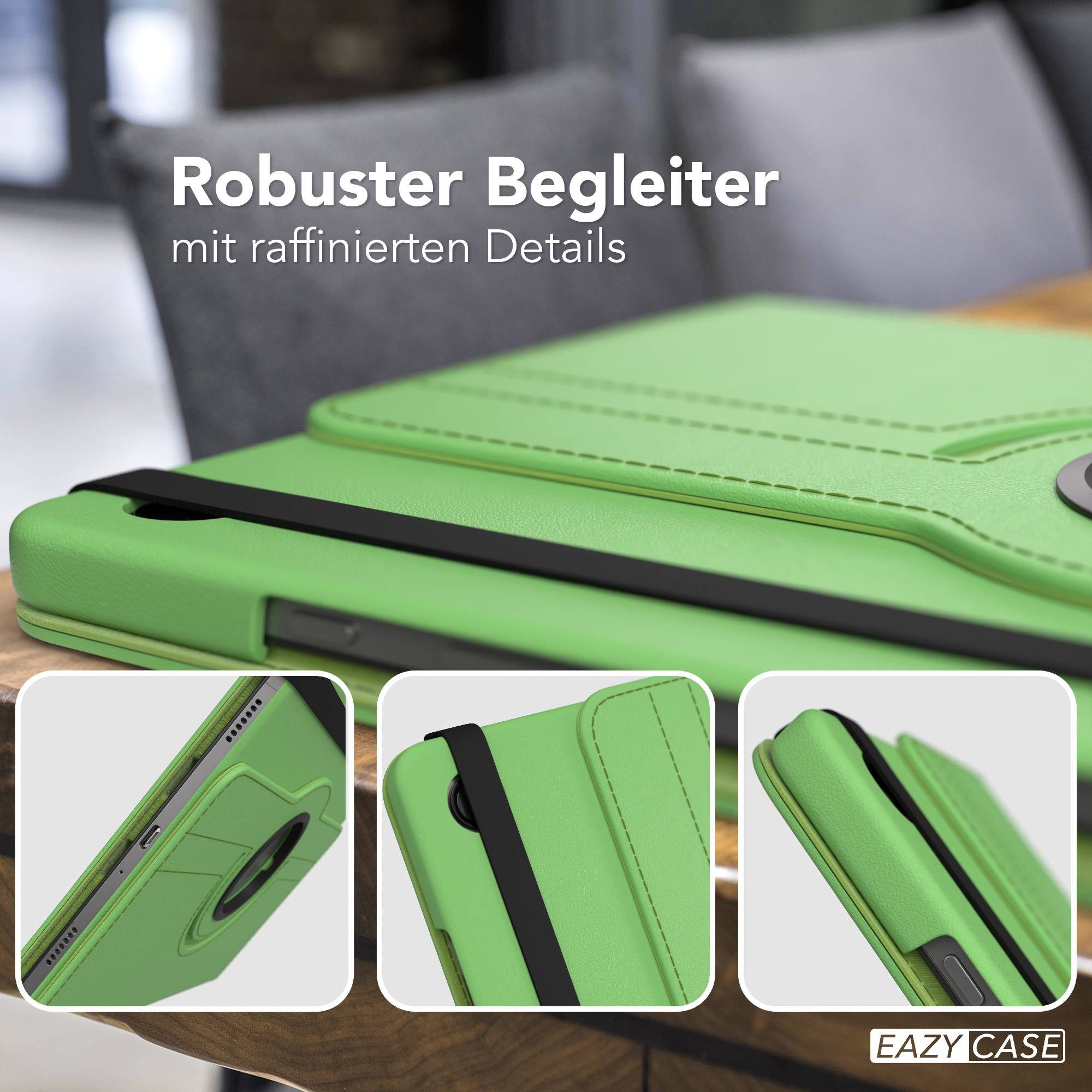 EAZY CASE Tablet-Hülle Rotationcase für Samsung Galaxy Tab A11 Plus 11 Zoll, Tabletcover Case Hardcover Flipcover zum Aufstellen Klapp-Case Grün – Bild 4 von 5