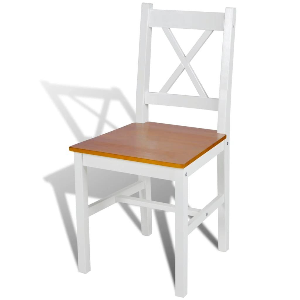 furnicato Esszimmerstuhl 6er Set Esszimmerstühle Weiß Natur 41,5x45,5x85,5 cm aus Massivholz (6 St), Ergonomische Sitzgruppe mit glatter Lackierung für die Küche