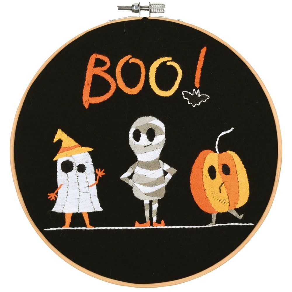 Vervaco Kreativset Vervaco satijnsteekset met borduurring "Halloween", diameter 20 cm, (embroidery kit by Marussia)