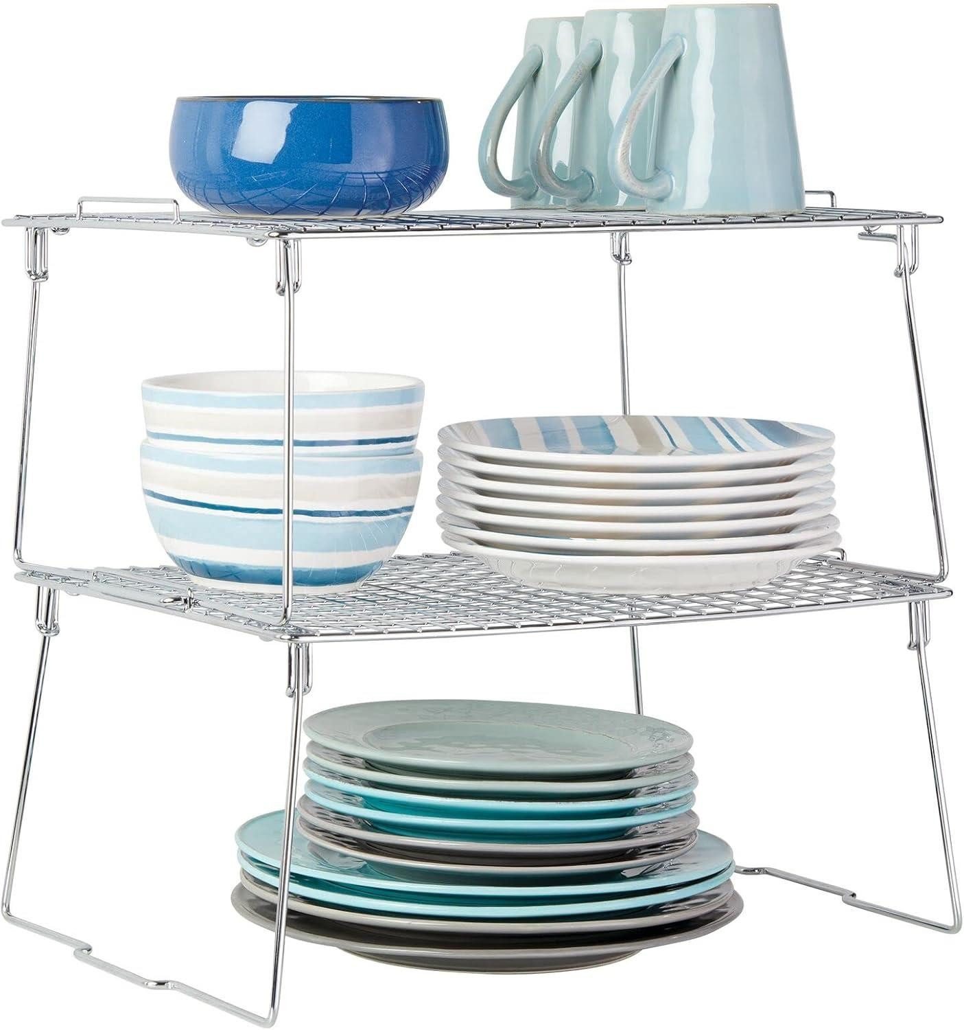 mDesign Aufbewahrungssystem mDesign Stapelregal Regaleinsatz Schrankregal Organizer 2er Set Meta