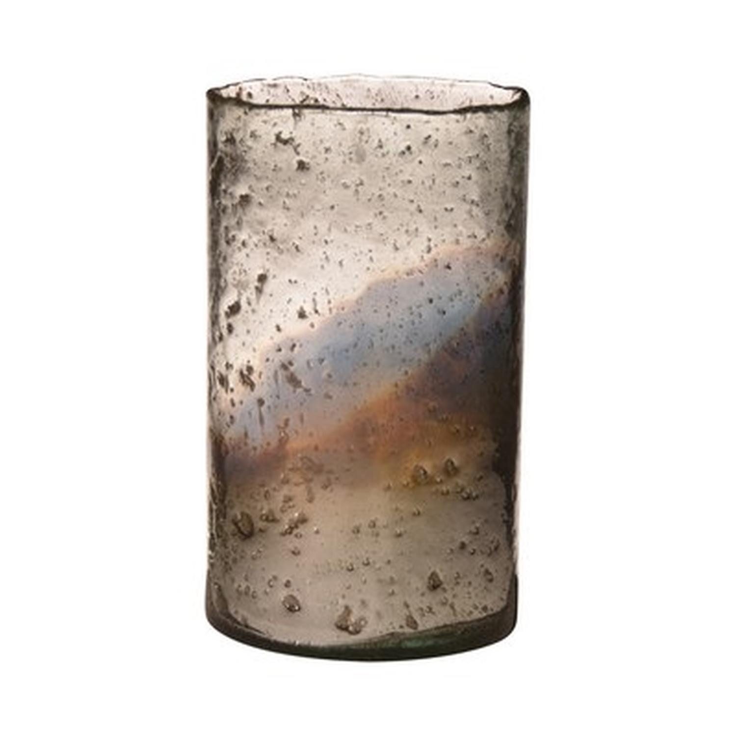 INNA-Glas Dekovase Blumenvase GOLIAT aus Glas, antik-Silber, 25 cm, Ø 15 cm