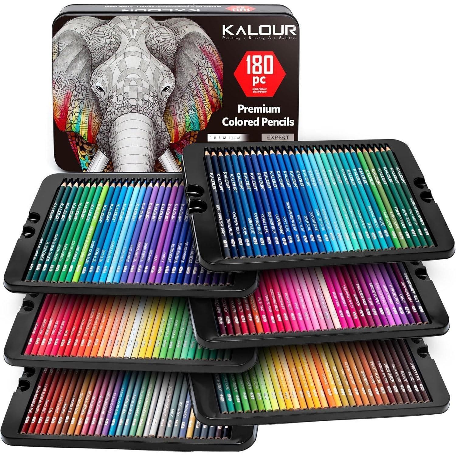 LuxusKollektion Buntstift 180 Buntstifte Set Erwachsene Künstler Pigment Weichmine Wachs