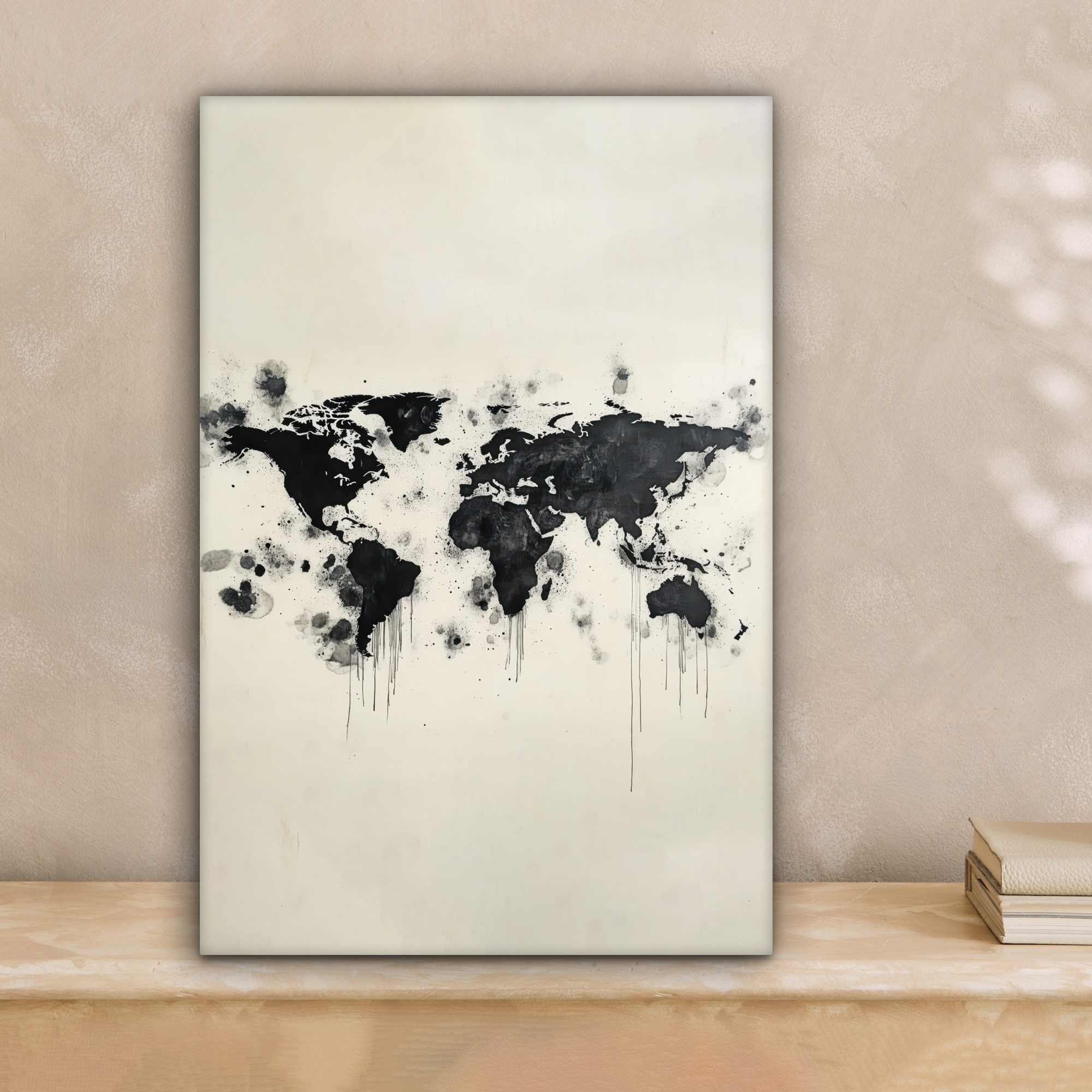 OneMillionCanvasses® Leinwandbild Weltkarte - Schwarz - günstig online kaufen