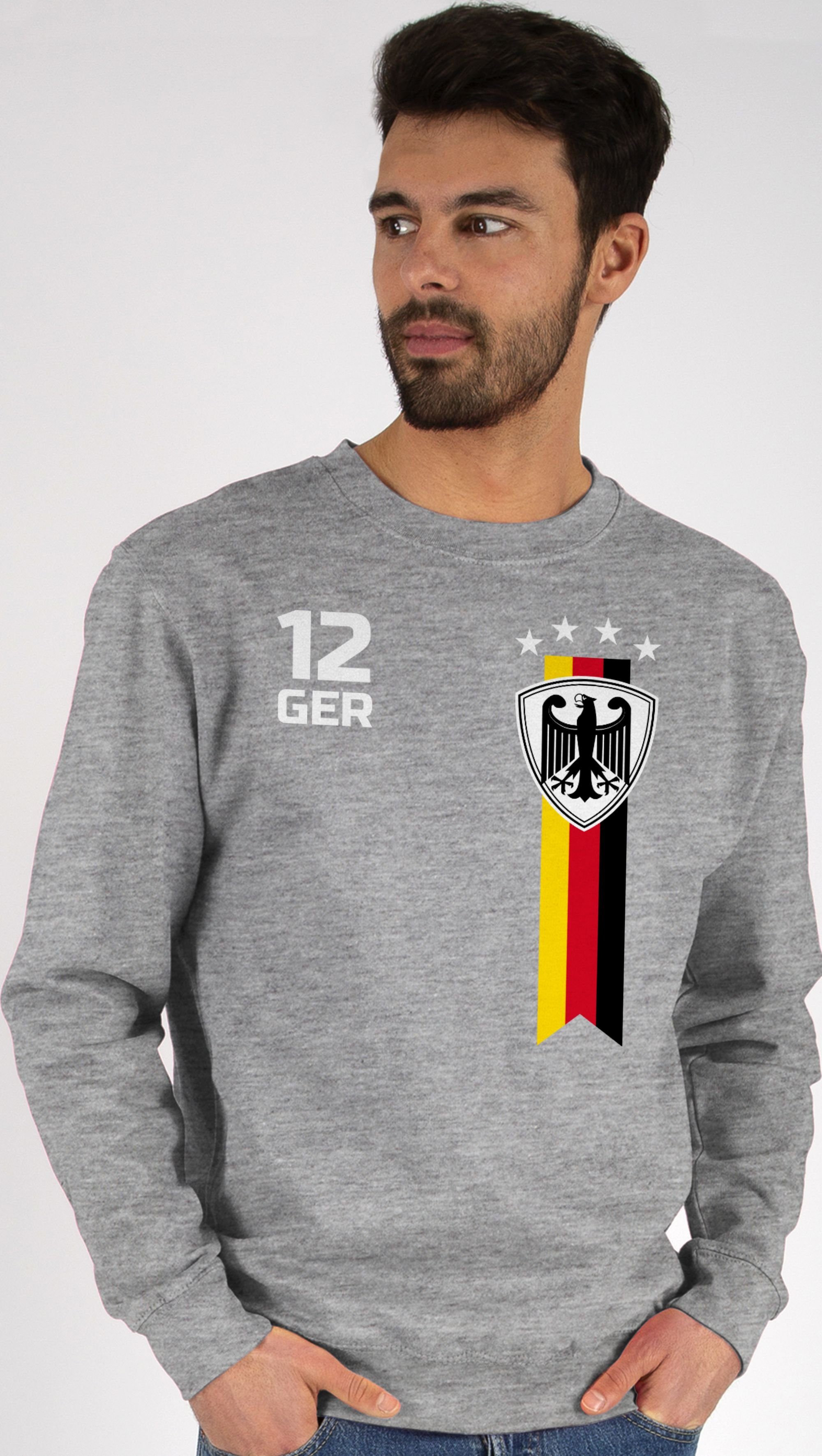 2 EM Deutschland Shirtracer (1-tlg) Fan Grau 2024 Sweatshirt Fussball WM meliert