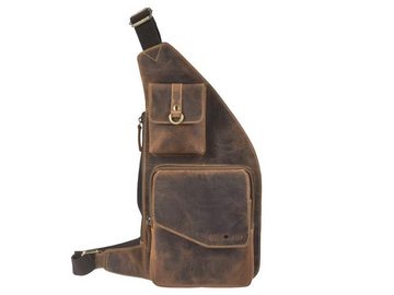 Greenburry Umhängetasche "Vintage" Leder, Crossbag, Eingurtrucksack 21x40cm, antik Look, Crossbody Bag