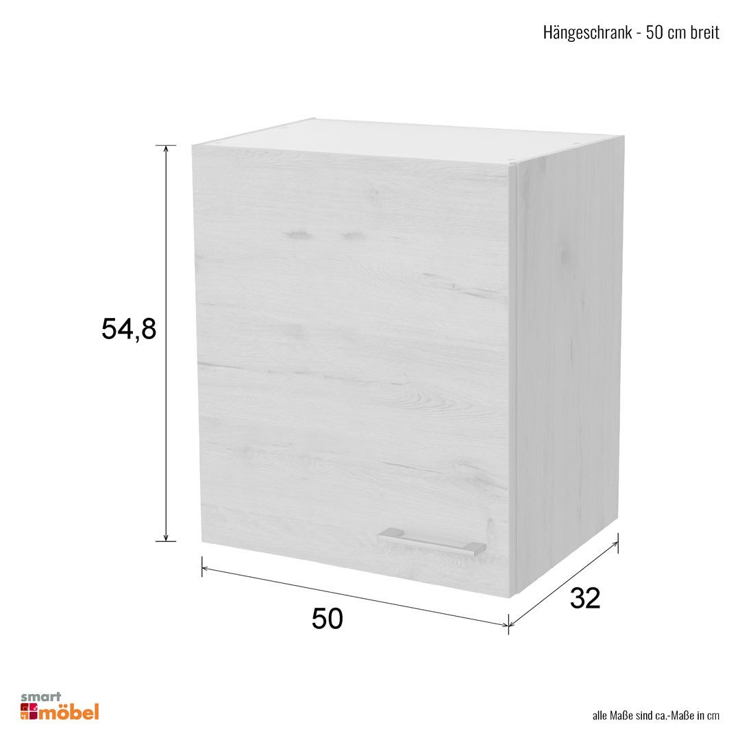 Flex-Well Hängeschrank Hängeschrank Küche - 50 cm breit - Weiß – Witus