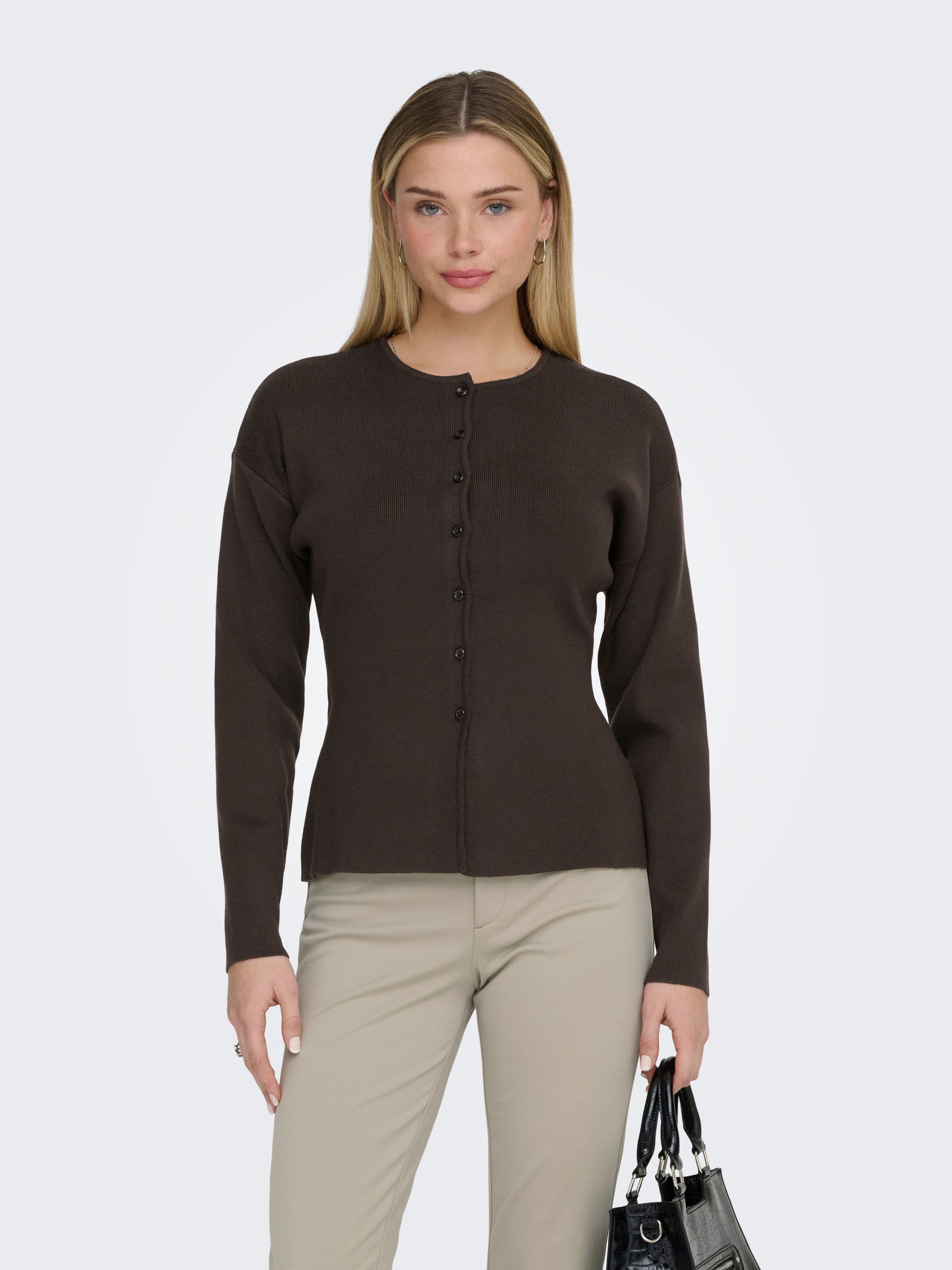 ONLY Strickjacke ONLLUCY LS O-NECK CARDIGAN EX KNT Materialmix, regular fit, Rundhals