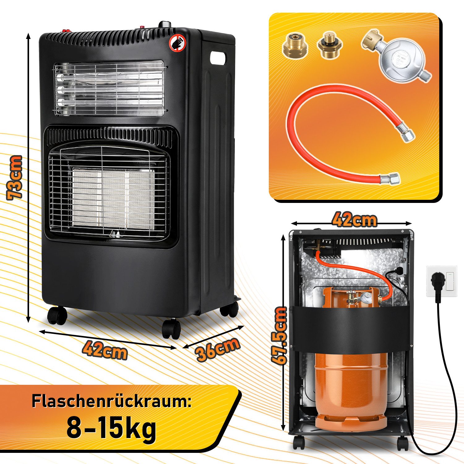 Clanmacy Heizgerät 4200W Gasheizer Keramik Elektroheizung günstig online kaufen