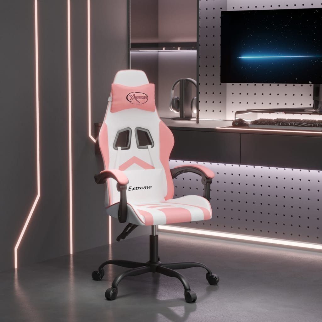 Gaming-Stuhl Weiß und Rosa 57,5x59,5x(121-131) cm