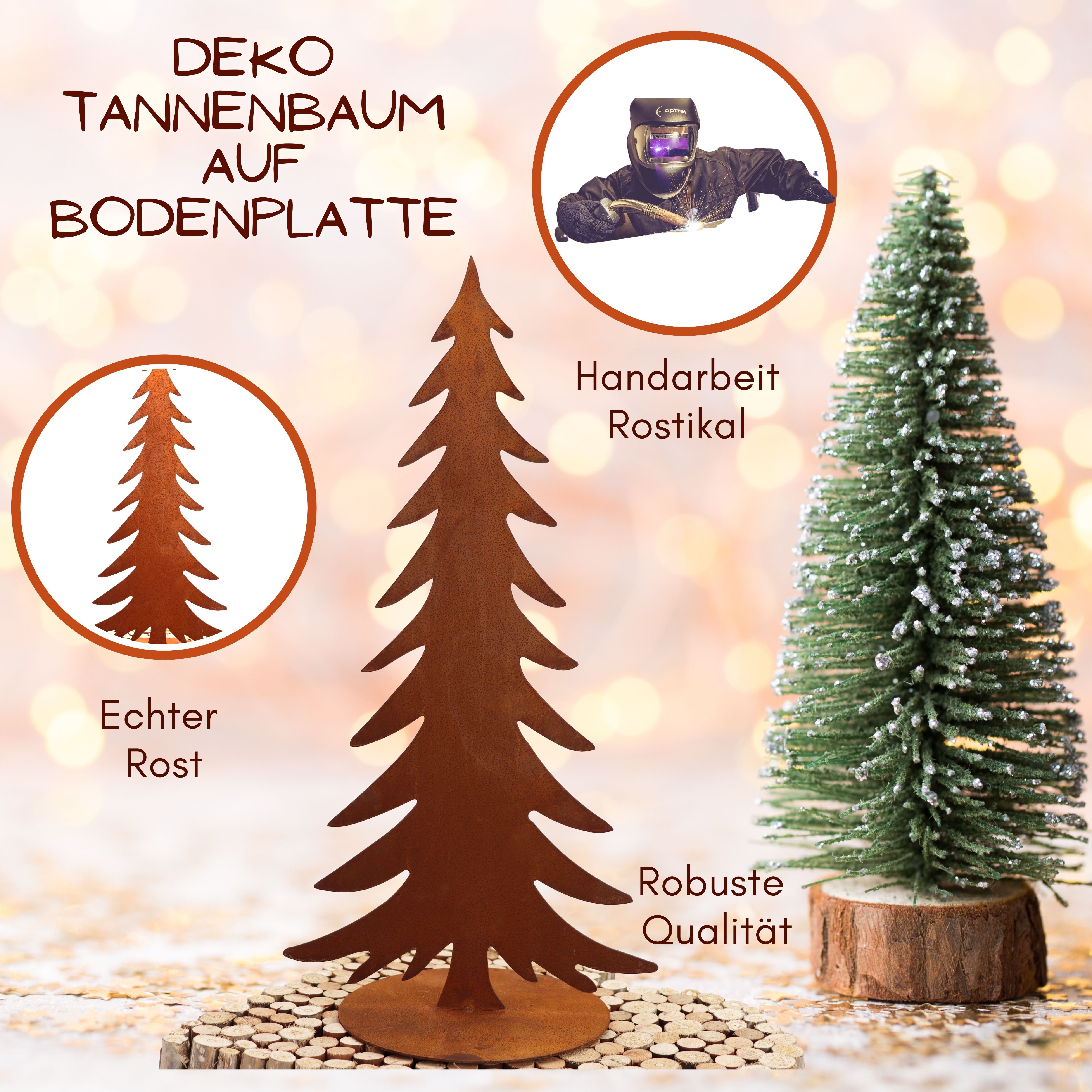 Rostikal Weihnachtsfigur Weihnachten Deko Metall Weihnachtsdeko Tannenbaum (1 St), echter Rost