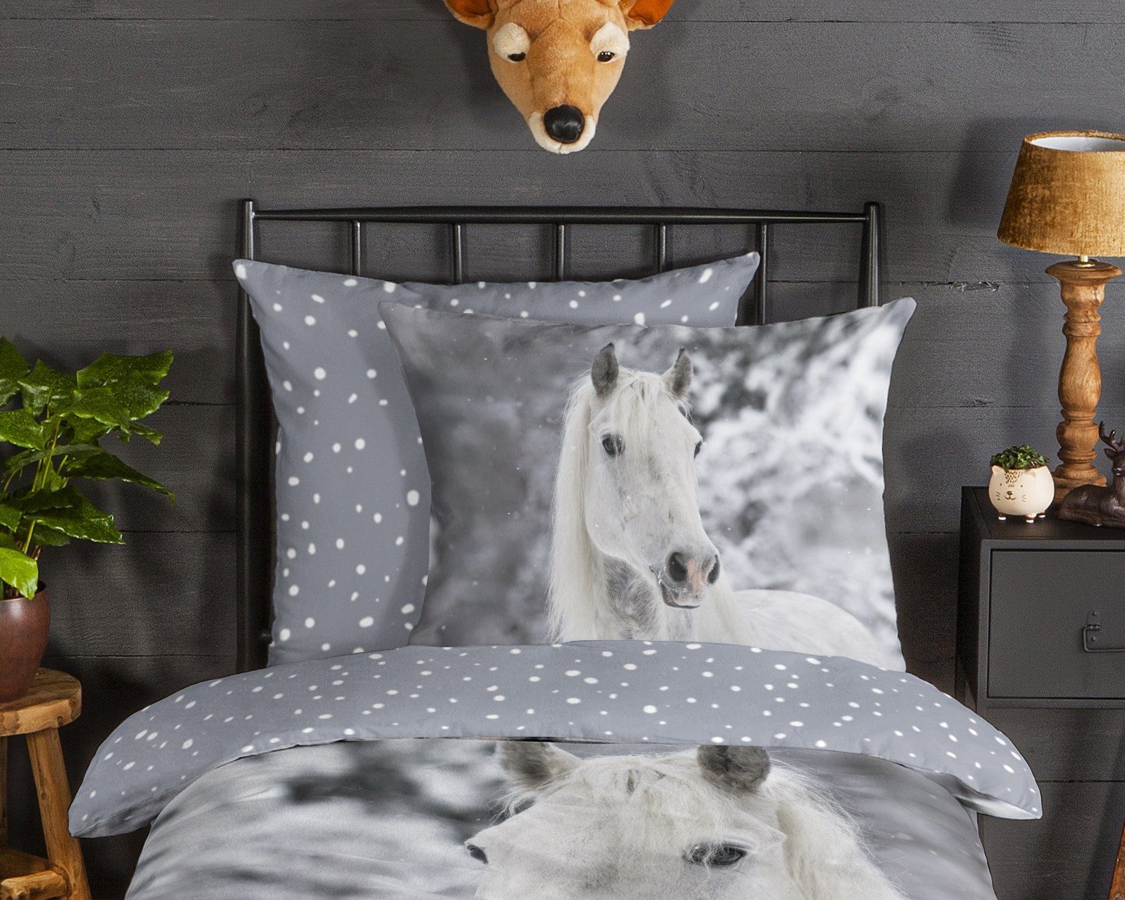 good morning Kinderbettwäsche Bonnie, Biber, Flanell, 2 teilig, Flanell Biber, 135x200, Warm, Reißverschluss, Wende, Kind, winter – Bild 3 von 5