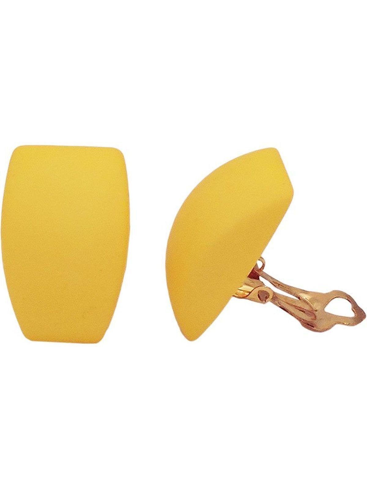 gelb Ohrring 27x17mm Trapez Paar Ohrclips matt Gallay (1-tlg) Kunststoff-Bouton