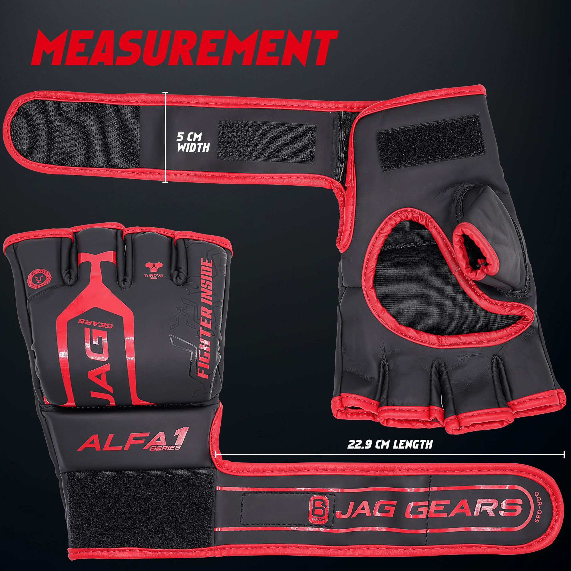 JAG GEARS MMA-Handschuhe MMA-Handschuhe Boxen Kickboxen Grappling und Sparring Handgelenkschutz (Set), Open-Palm MMA Gloves mit High-Density Knöchel- & Handschutz