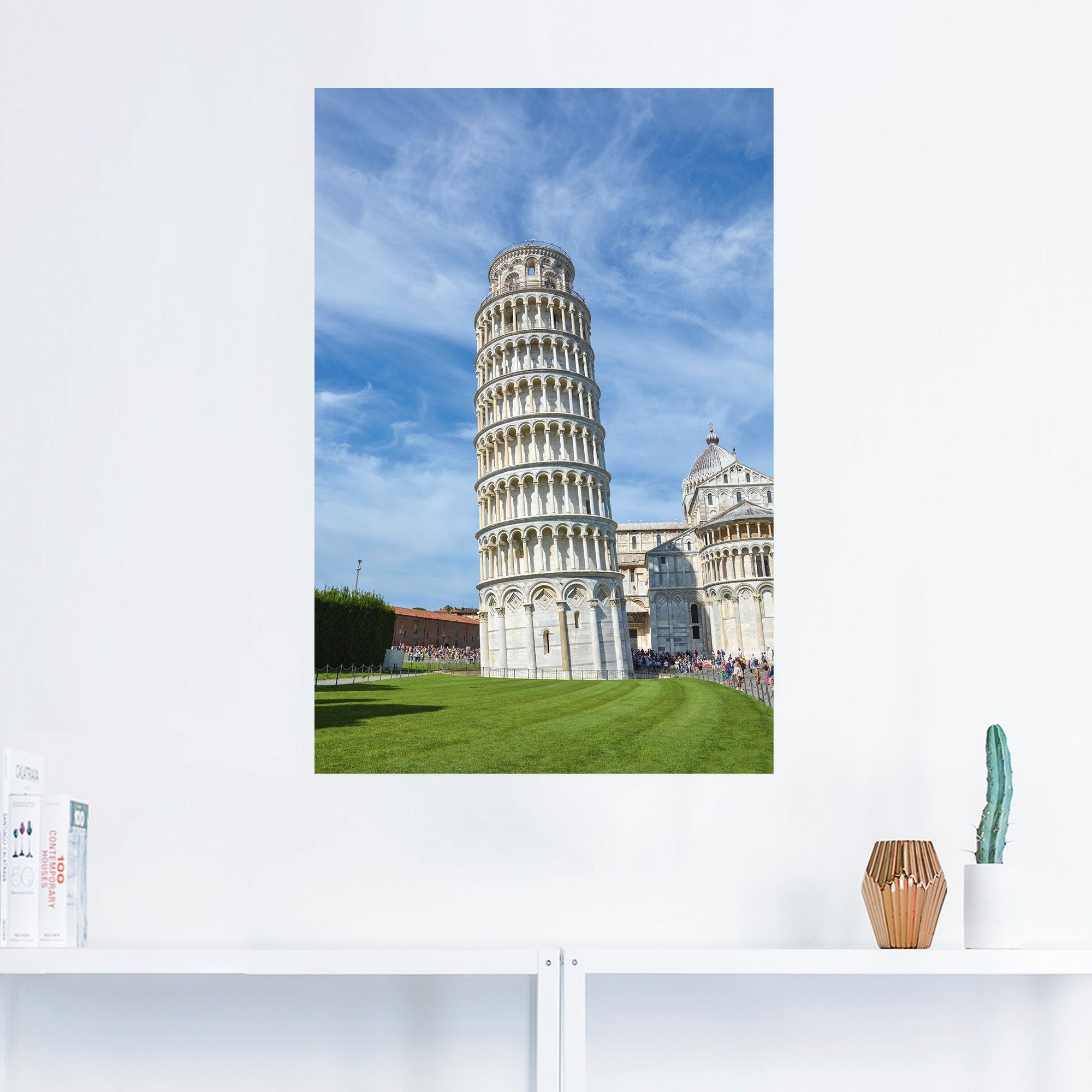 in Gebäude (1 Wandbild Artland Größen Italien, Leinwandbild, oder Der versch. Wandaufkleber als von in Poster Alubild, St), schiefe Pisa Turm