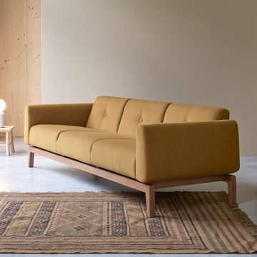Tikamoon Sofa 3-Sitzer-Sofa mit massivem Eichenholzgestell