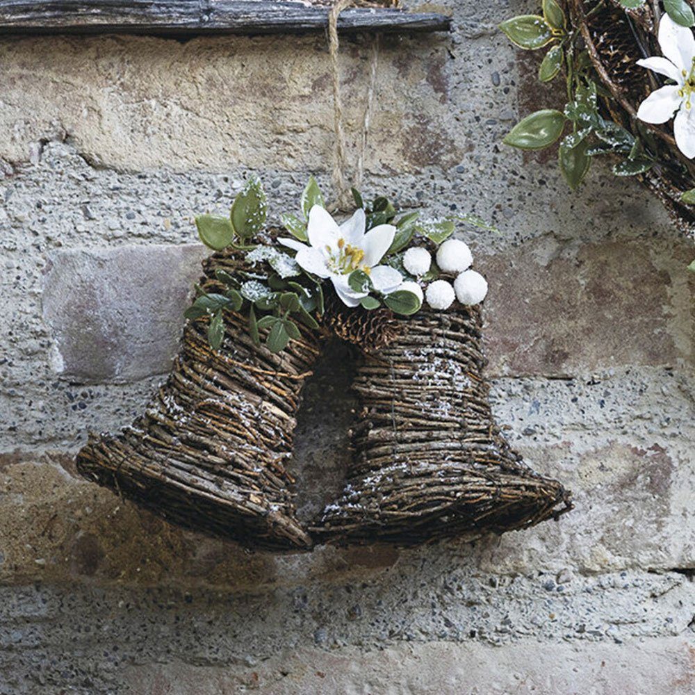 Home-trends24.de Weihnachtsfigur Glöckchen Christrose Weihnachtsdeko Deko Hänger Birke