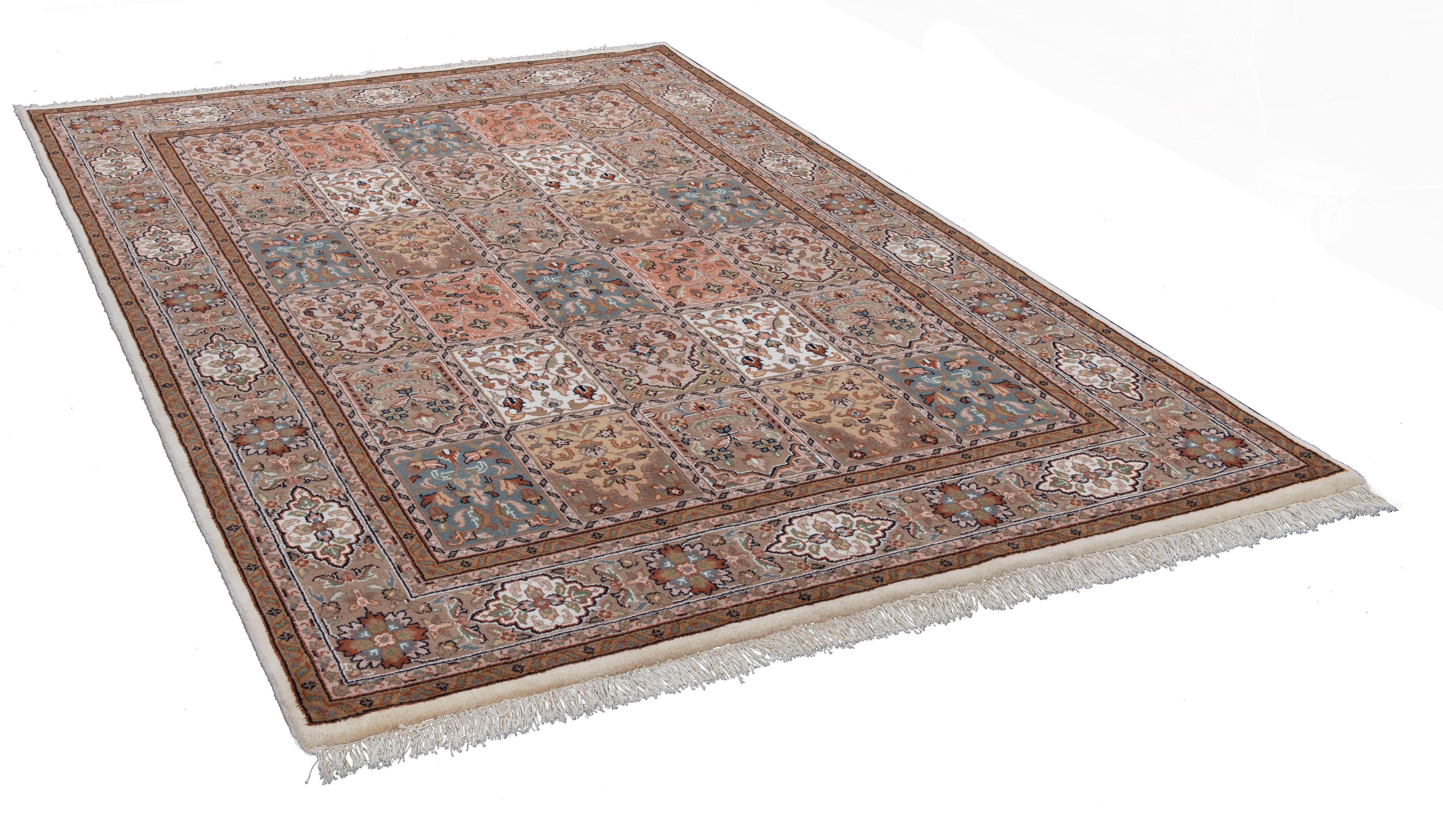 THEKO Orientteppich Benares Bachtiari, handgeknüpft, rechteckig, Höhe: 12 mm, reine Wolle, mit Fransen, Wohnzimmer