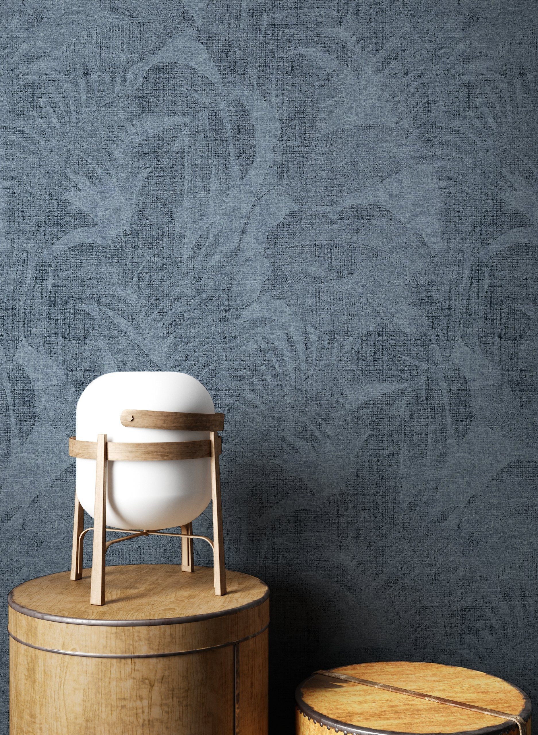 Newroom Vliestapete, Blau Tapete Dschungel Floral - Blumentapete Mustertape günstig online kaufen