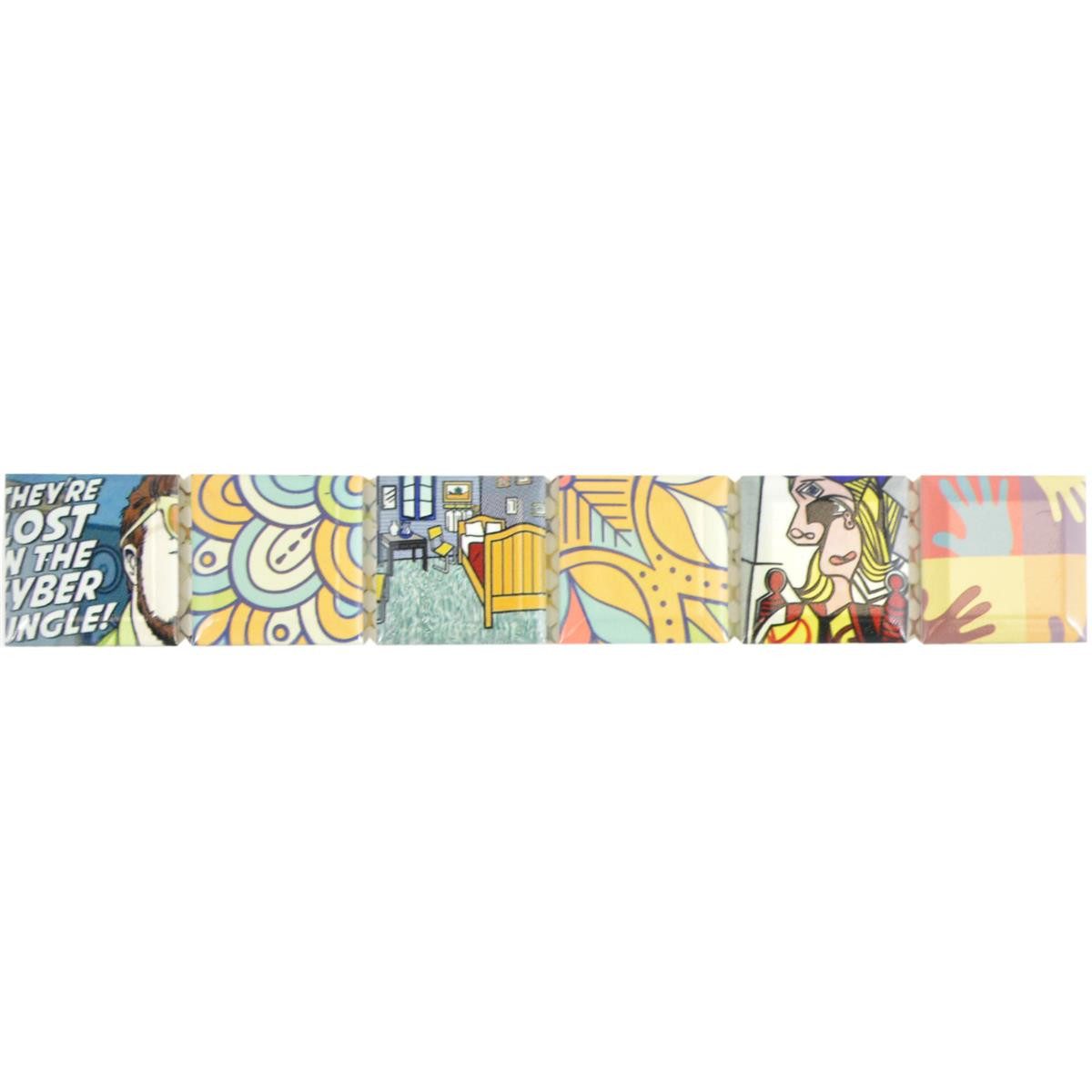 Mosafil Mosaikfliesen Keramik Fliesen Bordüre Roxbury Retro Bunt, Keramik 28.800x4.500, bunt, Verlegefertig auf ein Netz geklebt - Frostsicher - Wasserfest