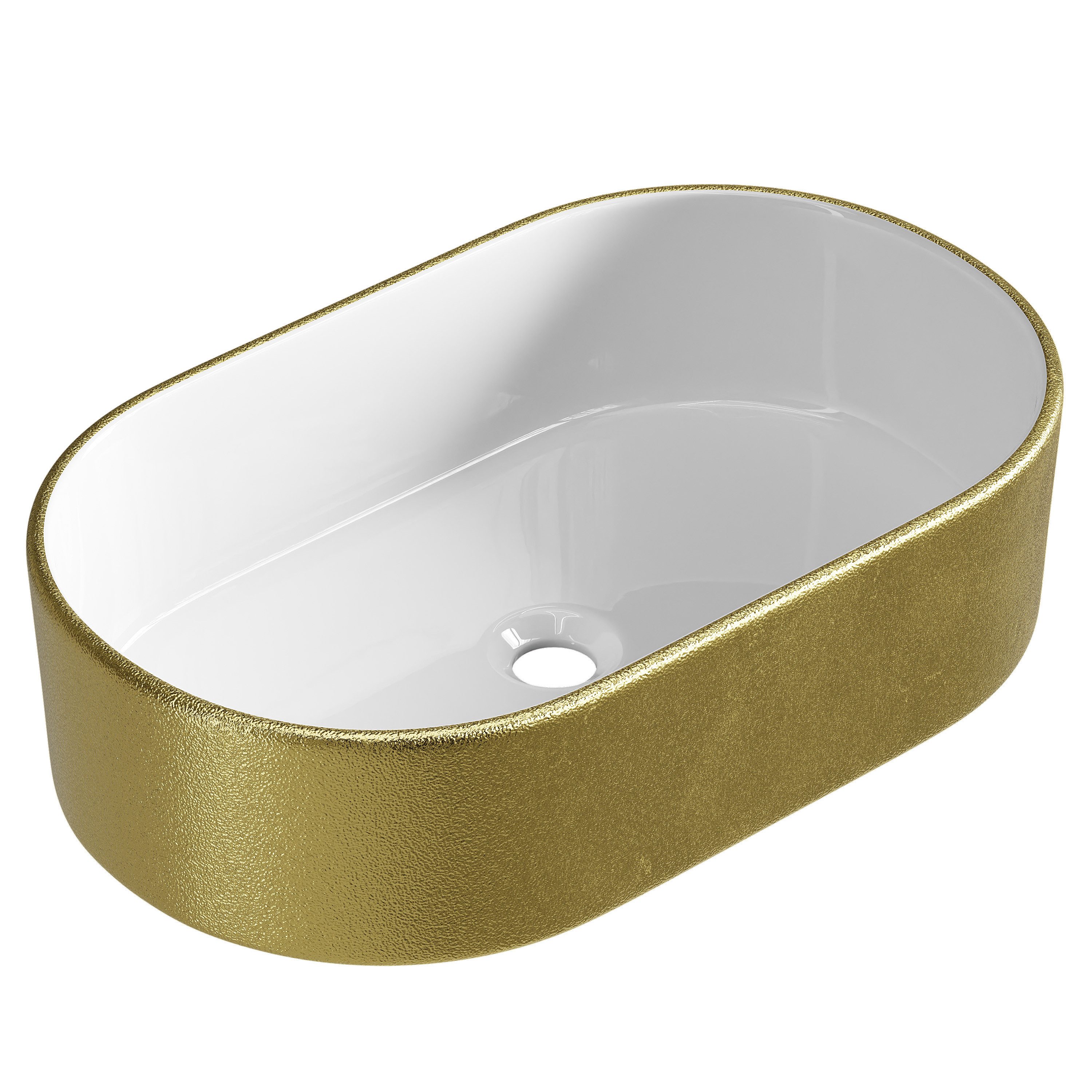 Planetmöbel Aufsatzwaschbecken Aquil Elegant Badezimmer Waschbecken 55 cm oval für Waschtisch (Keramik Aufsatzwaschbecken für Bad, Gäste WC, 1-St., Waschschale 55 x 34 x 14 cm ohne Hahnloch und Überlauf), für Waschtische oder Waschplätze