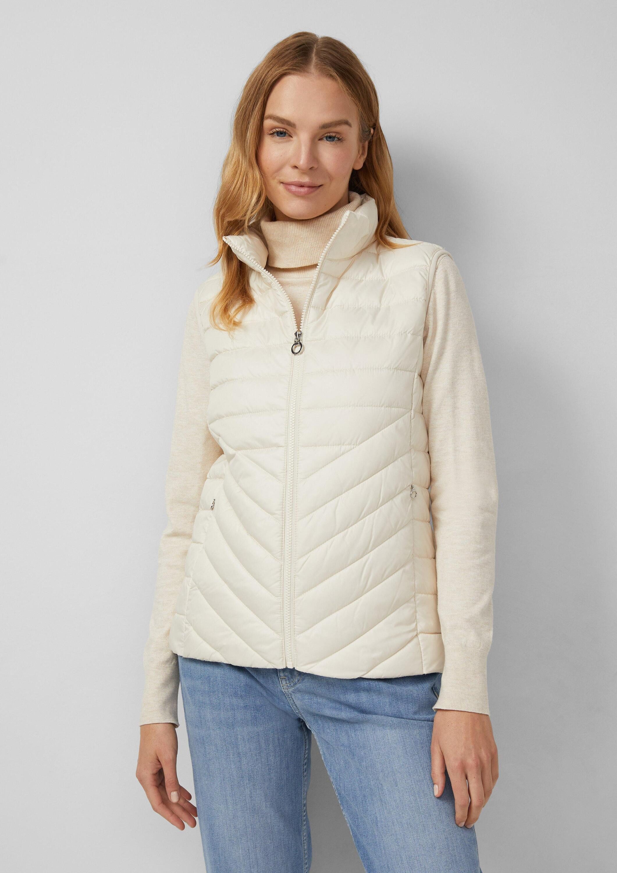s.Oliver Outdoorjacke Outdoor-Weste Leichte Steppweste mit Stehkragen und Packfunktion