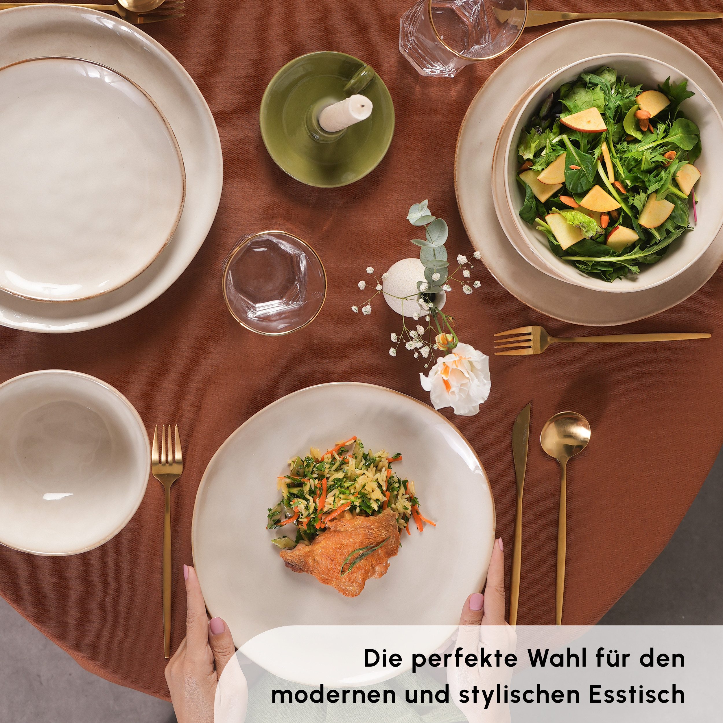 Karaca Geschirr-Set Karaca Aria Beige 24-teiliges Geschirrset für 6 Personen, Teller Set