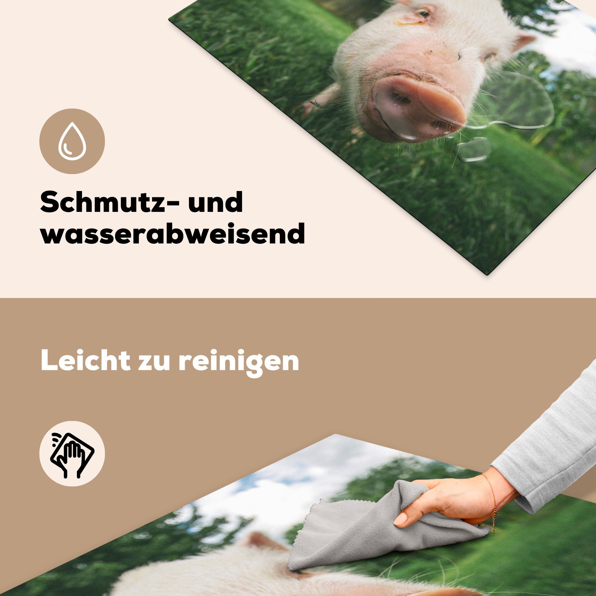 81x52 - Ceranfeldabdeckung (1 cm, Herdblende-/Abdeckplatte Schutz Vinyl, für Schwein tlg), Nahaufnahme MuchoWow Induktionskochfeld - küche, Gras, die