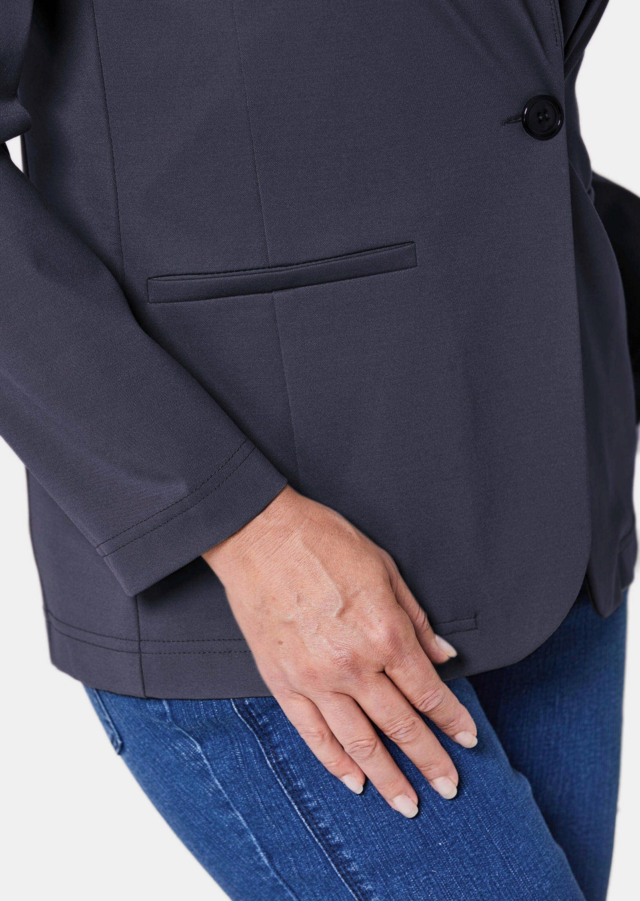 GOLDNER Jerseyblazer Damenblazer mit Reverskragen und Paspeltaschen Knitterfreie Businessjacke in Uni