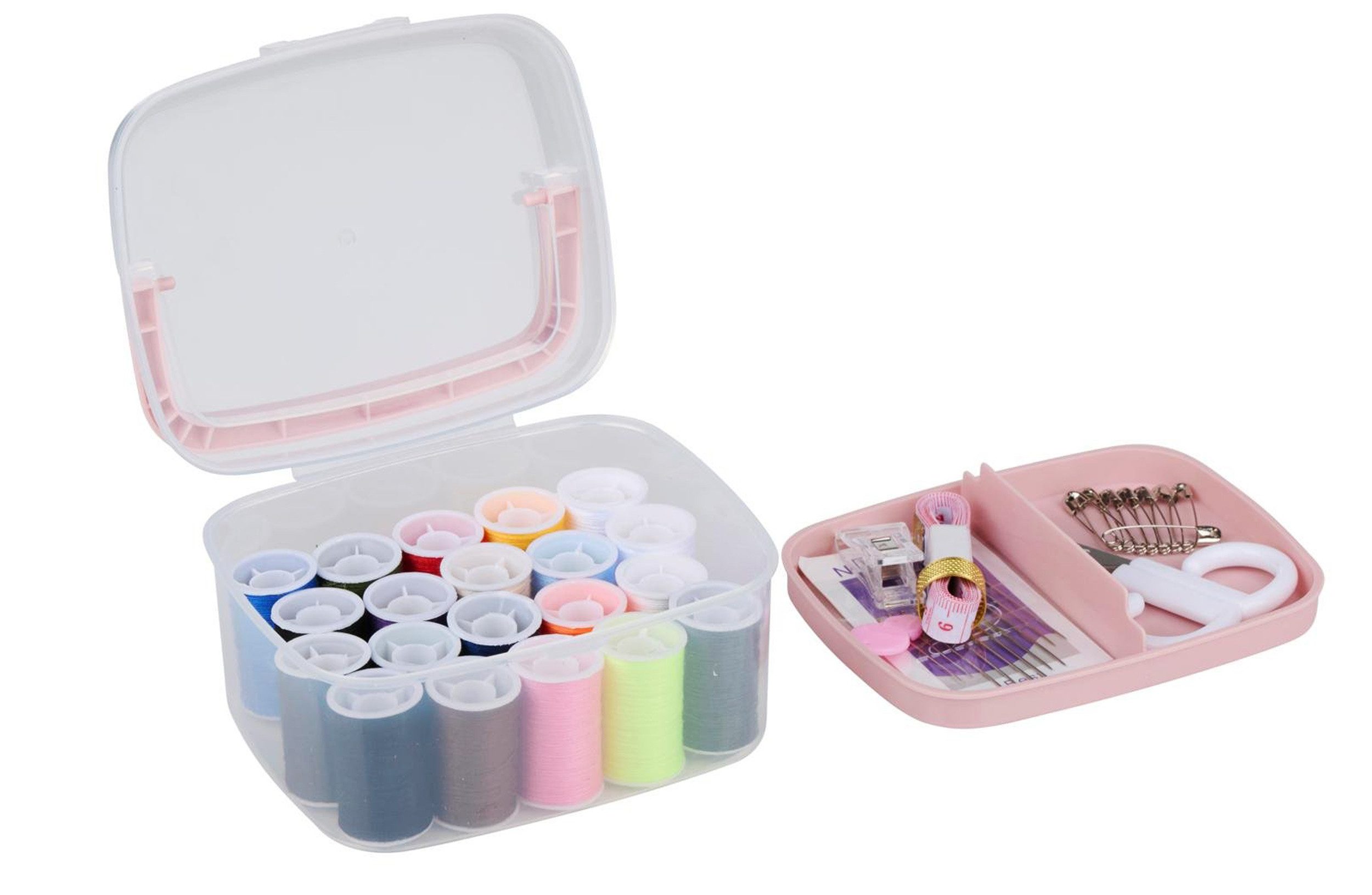 EDCO Nähkorb NÄHSET 43-tlg mit tragbarer Box Nähbox Reisenähset Nähkorb Nähzeug 22 (43 St), Nähzubehör Nadeln Garn Schere