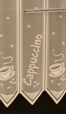 Scheibengardine nach Maß Cappuccino natur, Gardinen Kranzusch, Stangendurchzug, transparent, Kurzgardine, Wunschmaß, Stablöcher, transparent, verschiedene Höhen