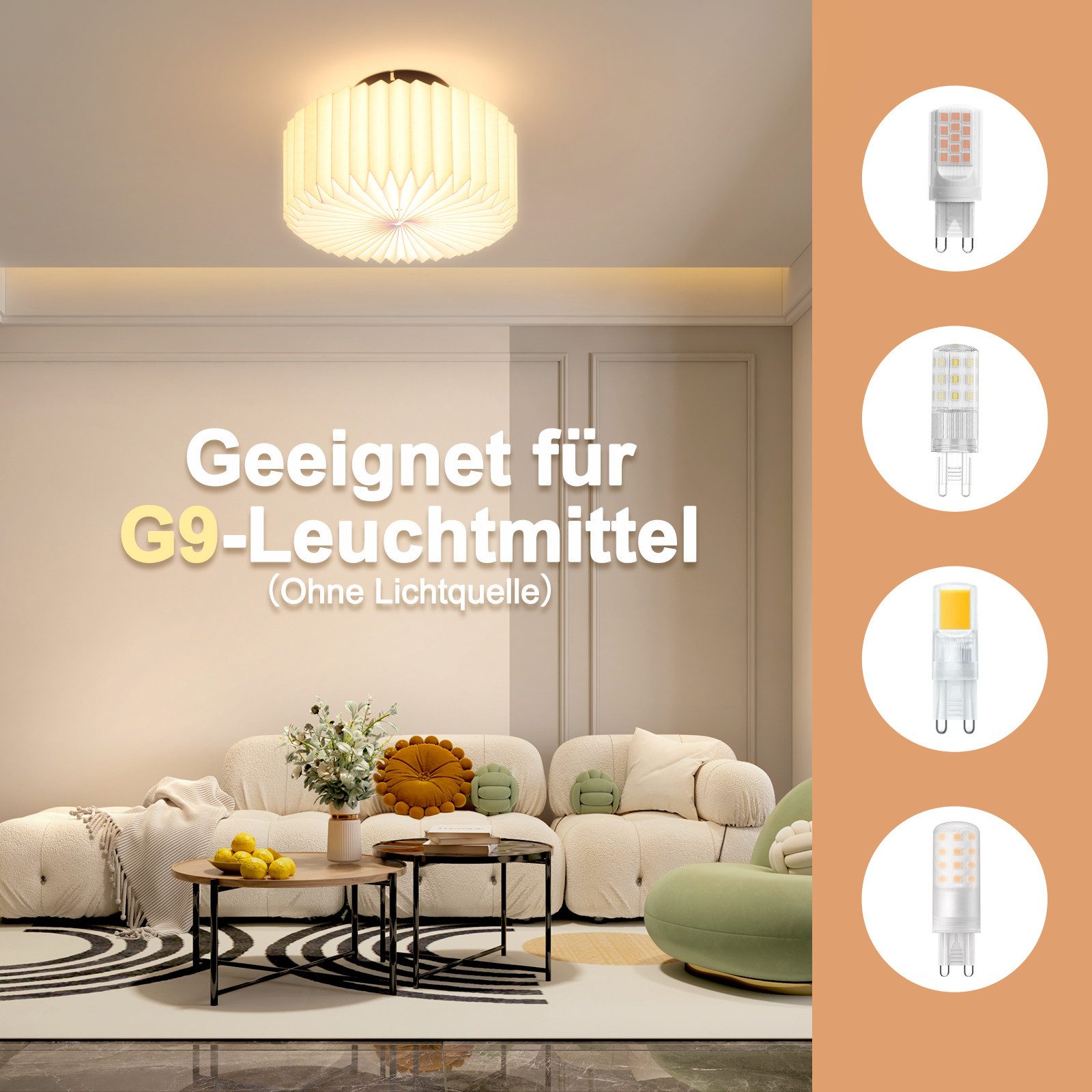 ZMH Deckenleuchte Deckenlampe Wohnzimmer Vintage Papier Lampenschirm, 24Lx2 günstig online kaufen