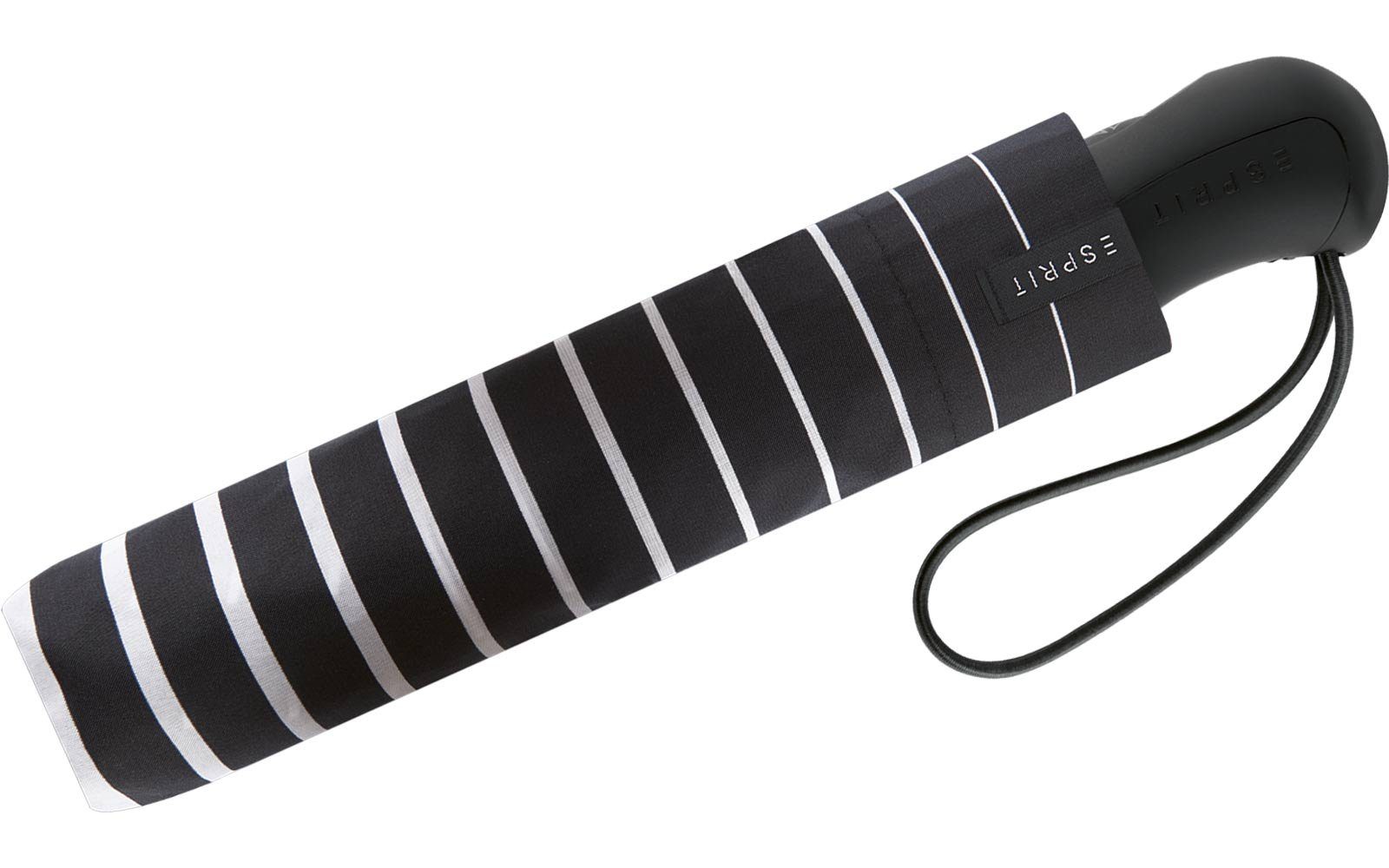 Esprit Taschenregenschirm Easymatic Light Degradee praktisch, - in stabil, Stripe Auf-Zu Streifen-Optik moderner schwarz-weiß Automatik black