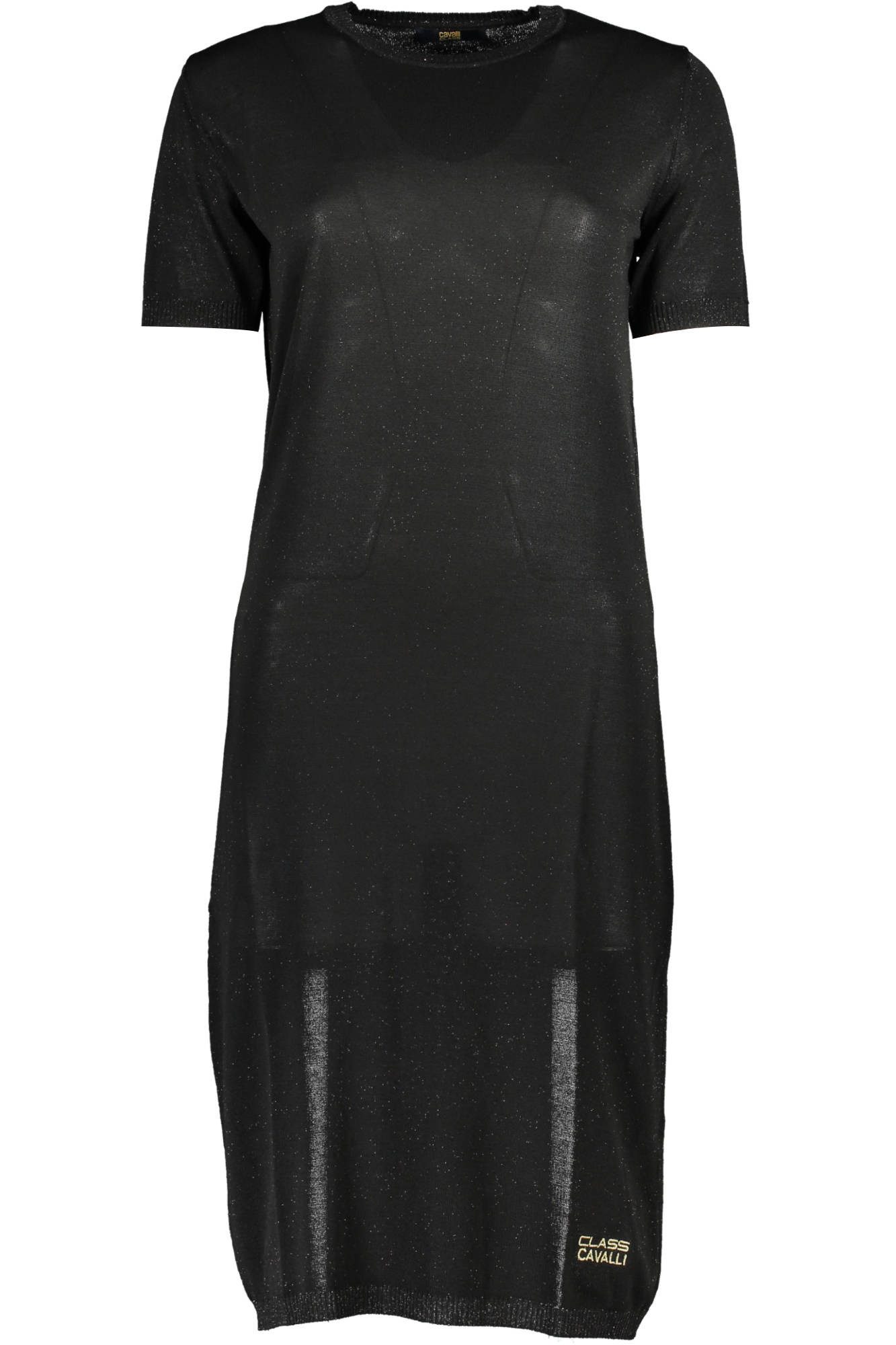 Cavalli Class Partykleid Elegantes Schwarzes Damenkleid mit Stickerei und Rundhalsausschnitt