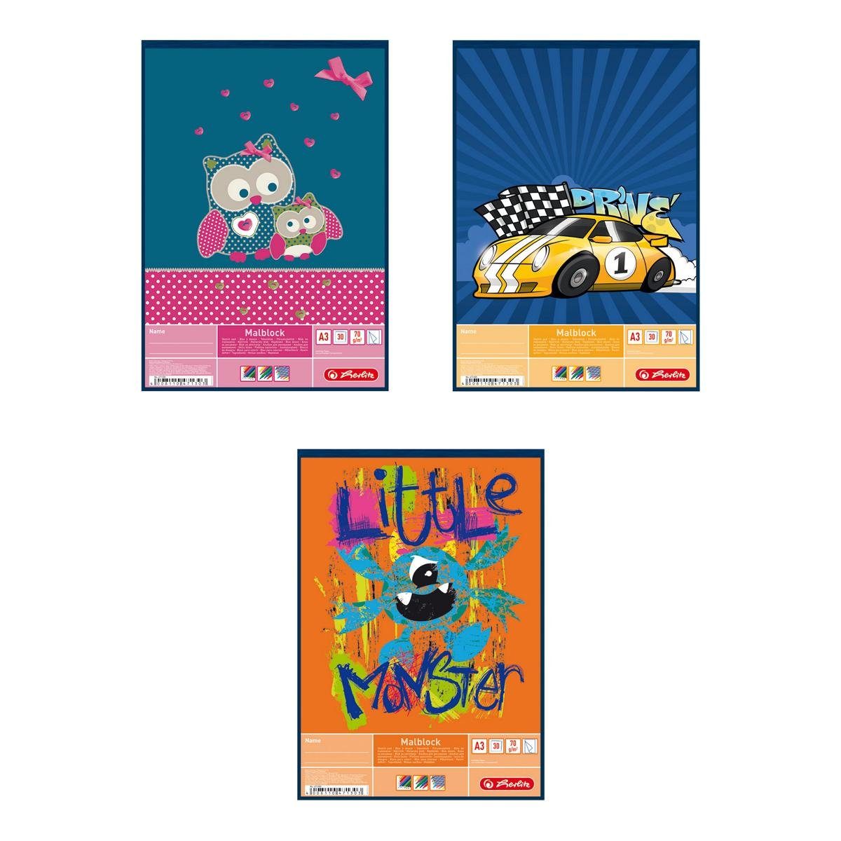 Herlitz Geschäftspapier 5 Herlitz Zeichenblöcke / DIN A3 / 30 Blatt je Malblock
