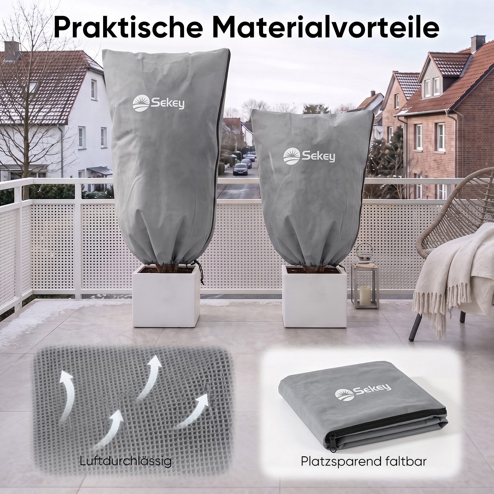 Sekey Winterschutzhaube Winterschutz Frostschutz für Kübelpflanzen mit Reißverschluss Zugband (2-St), 60 x 80cm, Für Kübelpflanzen und Sträucher – Garten, Balko – Bild 5 von 5