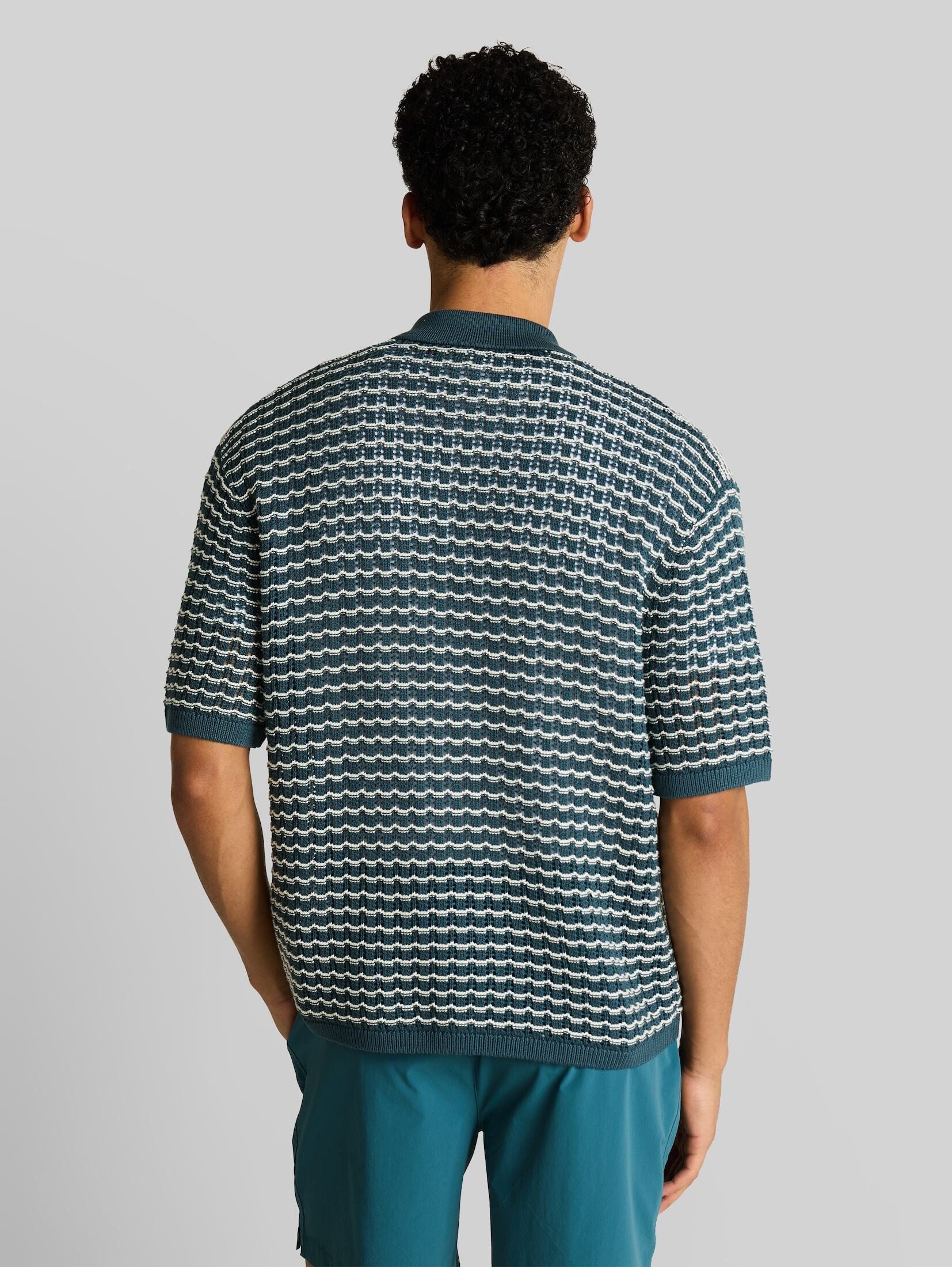 TOM TAILOR Denim Kurzarmhemd Pullover & Strickjacken Strick-Poloshirt mit Lochmuster