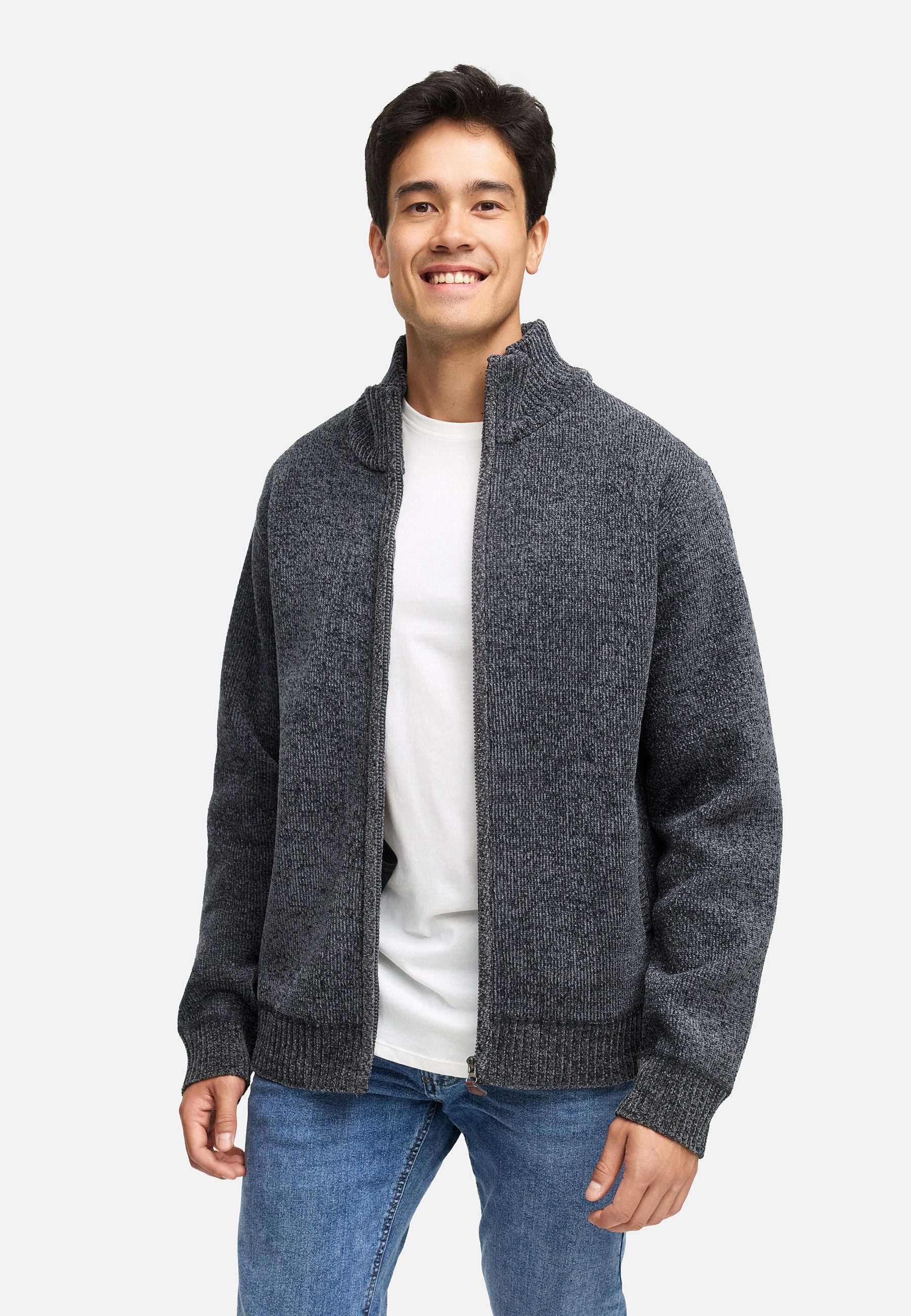 Indicode Strickjacke Herren INFilion Herrenstrickjacke Strickjacke mit hohem Stehkragen