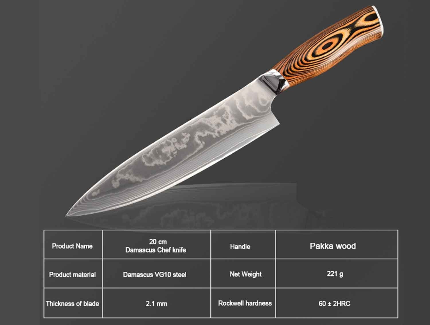 Muxel Kochmesser Hochwertiges Chefkoch Küchen-Messer Carbon V10 Edelstahl Kohlenstoff-K, Hammerschlag Klinge