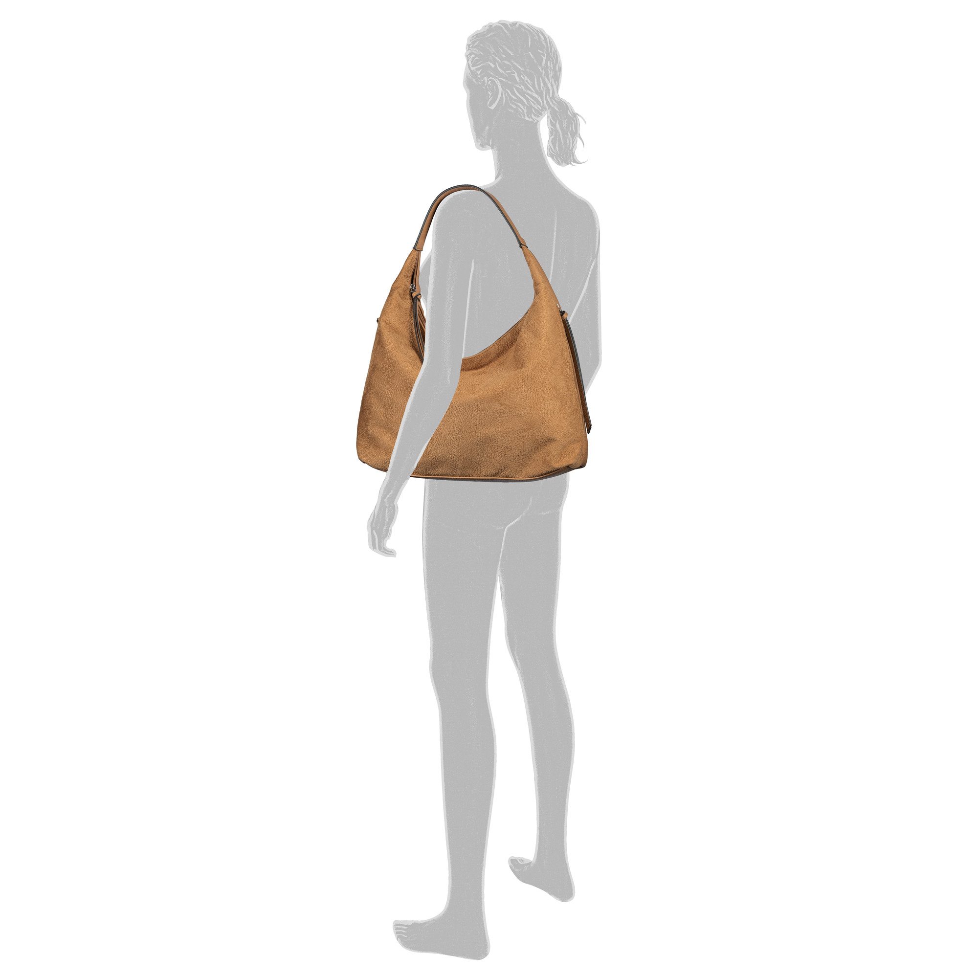 TOM TAILOR Hobo Aiana, Damen Handtasche, mit Fransen-Reißverschluss