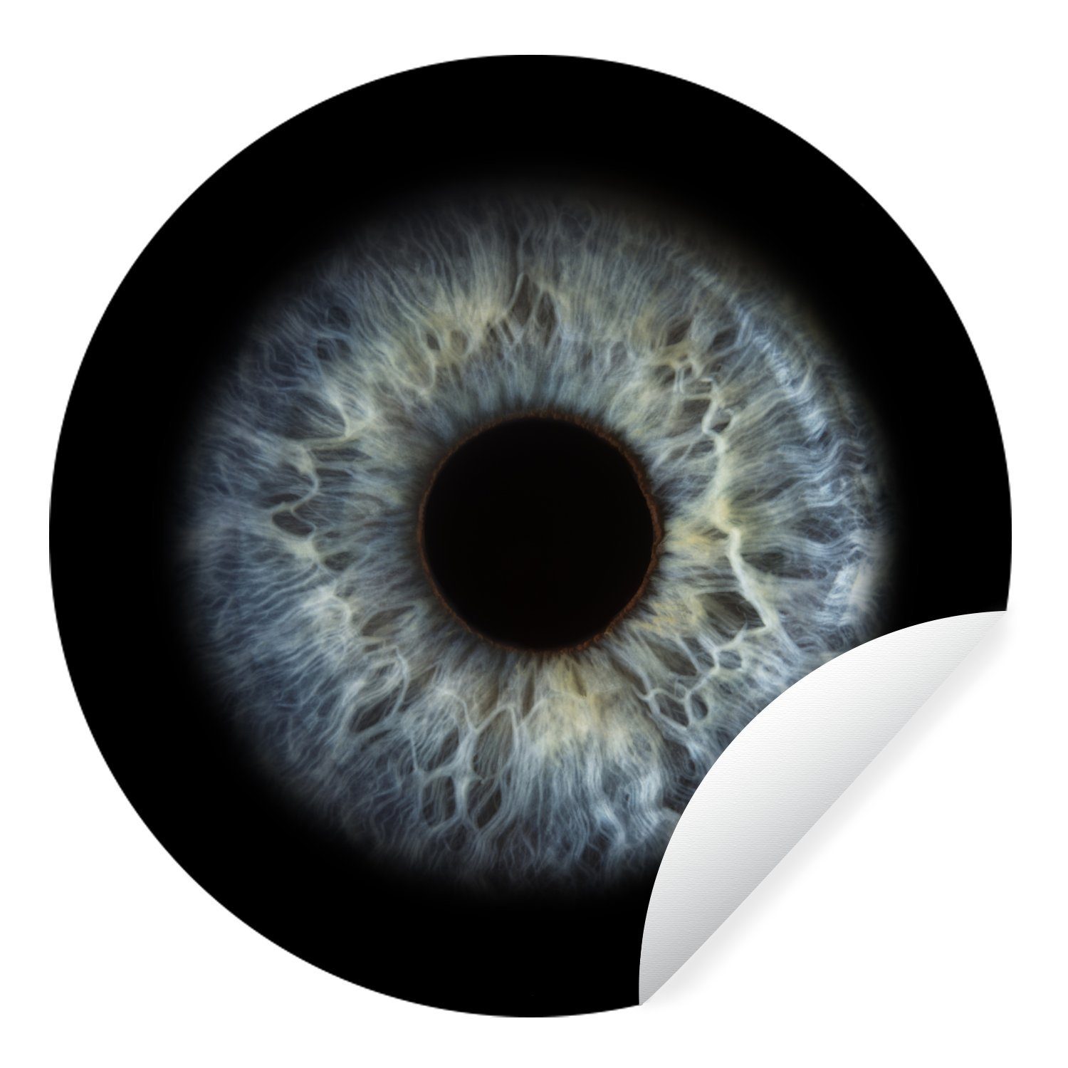 MuchoWow Wandsticker Auge auf schwarzem Hintergrund (1 St), Tapetenkreis für Kinderzimmer, Tapetenaufkleber, Rund, Wohnzimmer