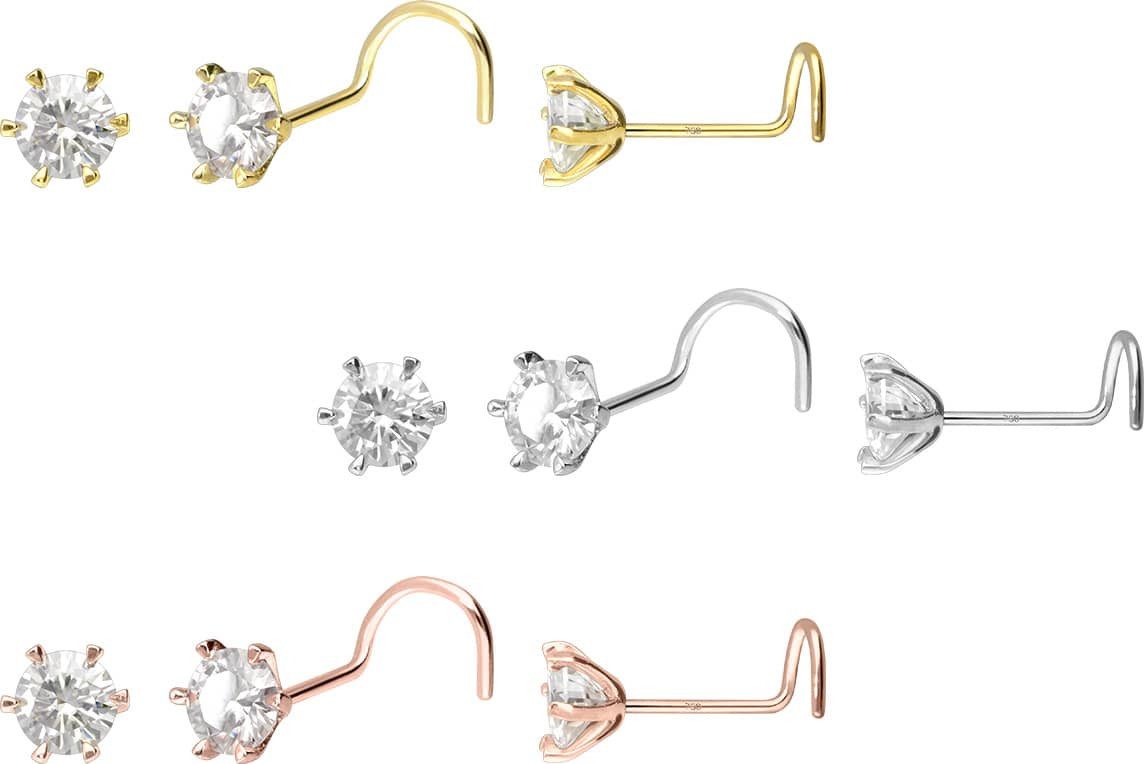 PIERCINGLINE Nasenpiercing 14/18 Karat Gold Nasenstecker Spirale EINGEFASST günstig online kaufen