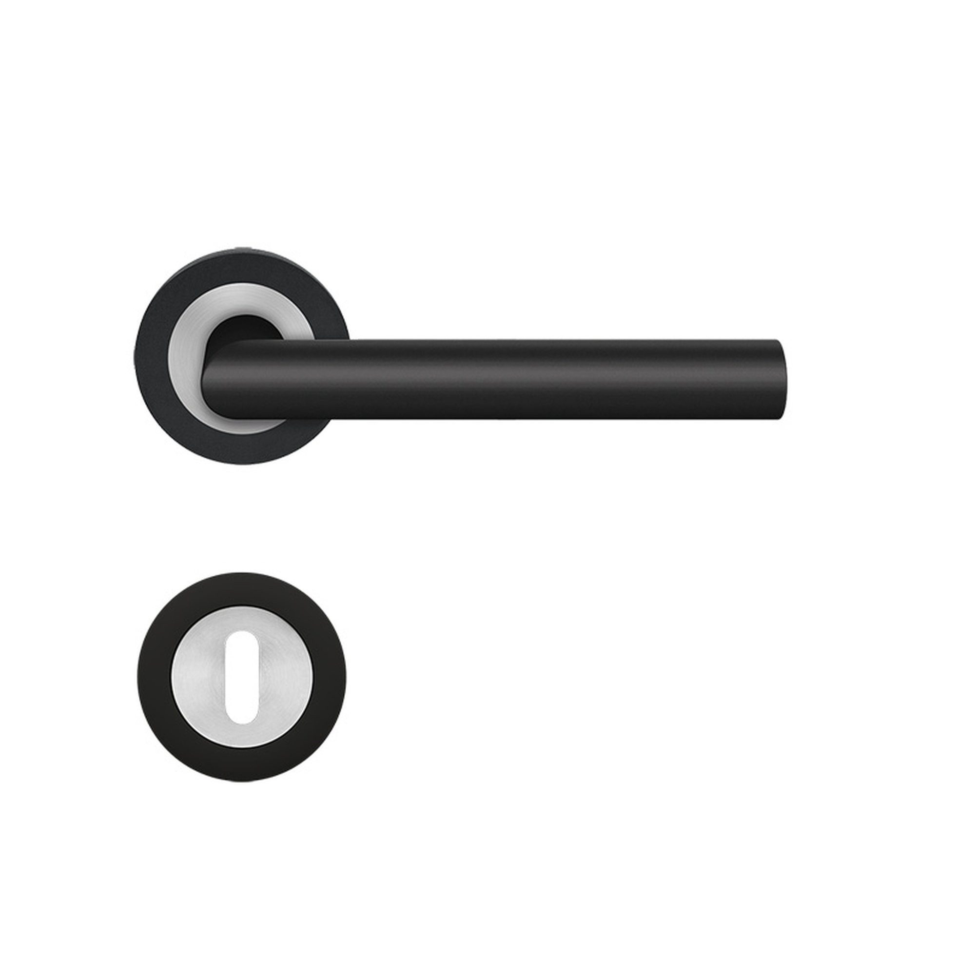 Karcher Design Türgriffpaar ER28 Rhodos, Drücker/Drücker außen, Bicolor Kosmos Schwarz Edelstahl matt